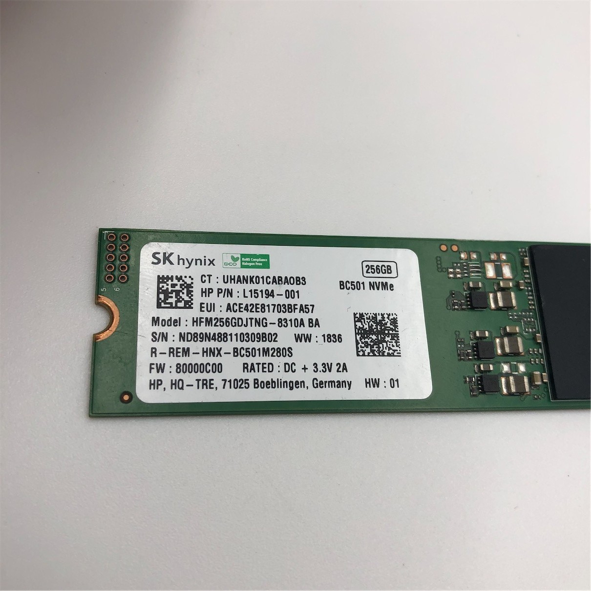 HP 256GB M.2 2280 M NVMe SSD HFM256GDJTNG-8310A L15194-001