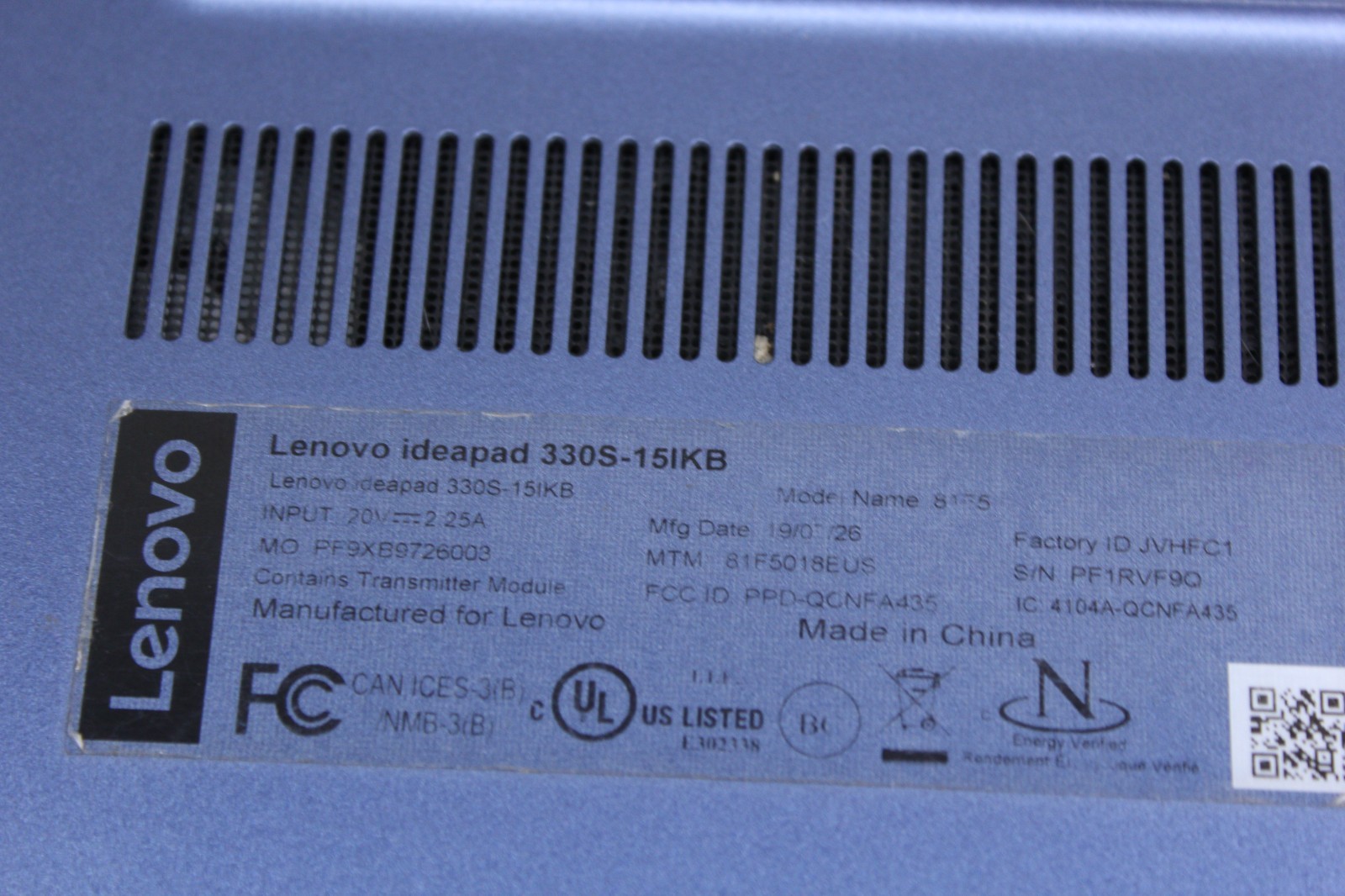 Lenovo IdeaPad 330s 15-IKB i3-8130U, 4GB, 256GB NVMe, *Buzzy Spkr* Win 11 Pro