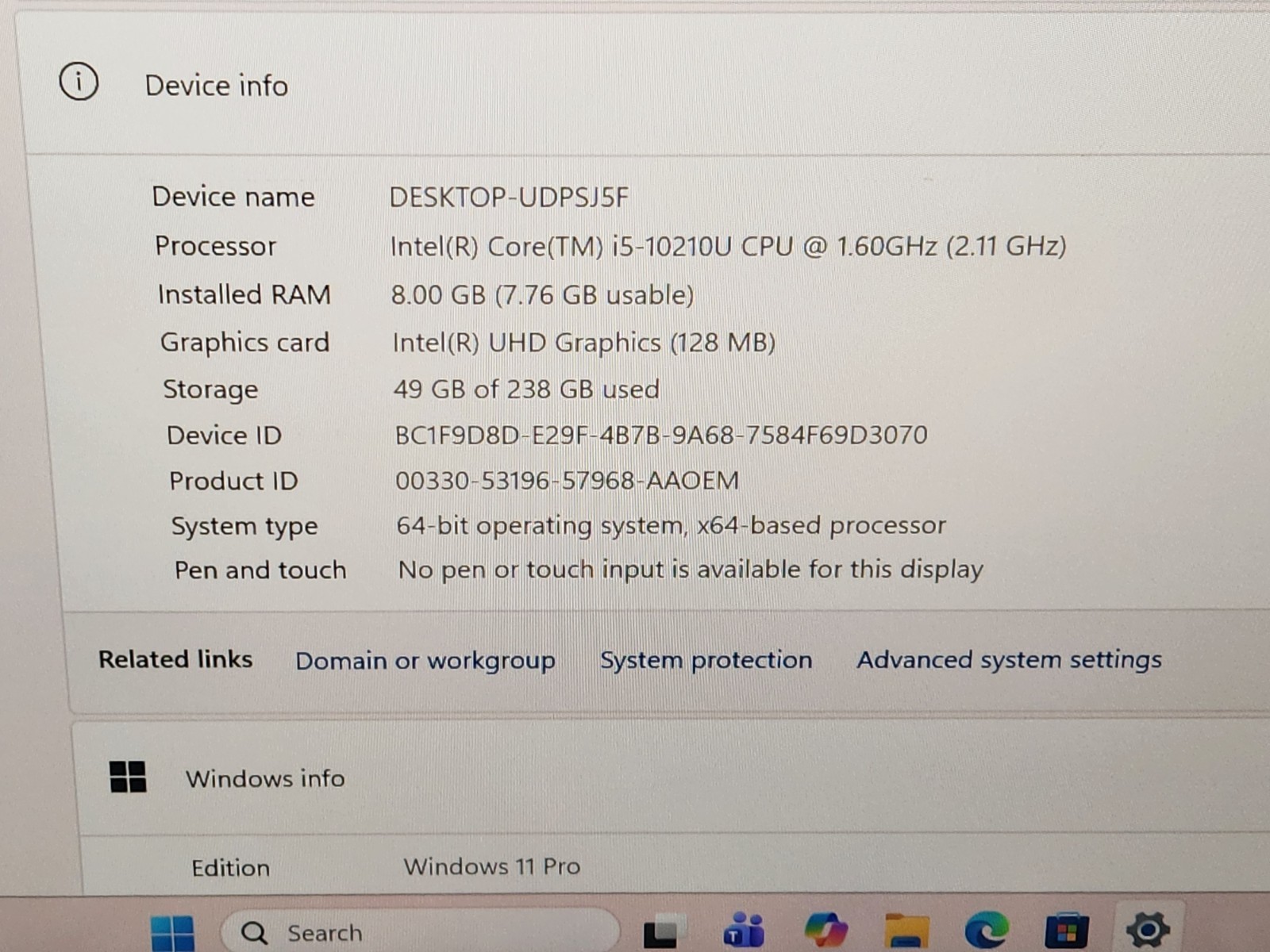 Lenovo ThinkPad X1 Carbon Gen 8 14″ i5-10210U 8GB 256GB SSD EXCELLENT BATTERY ~