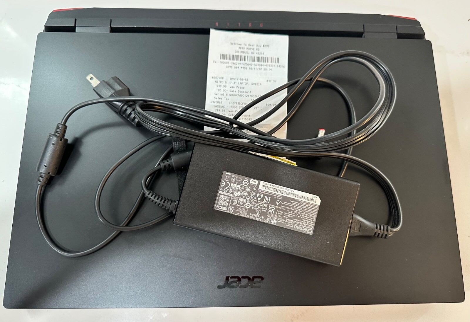 An517-55-53 acer nitro 5 17.3″ gaming laptop used