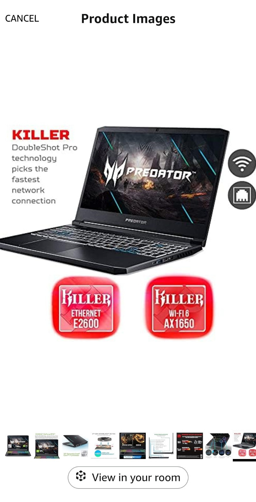 Acer Predator Helios 300 15.6 inch (512GB SSD, Intel Core i7 10th Gen., 2.60GHz,