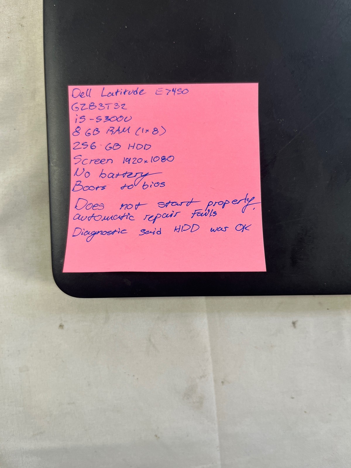 Dell Latitude E7450 Intel Core i5-5300U 8 GB No Drive 14″ FOR PARTS/REPAIR