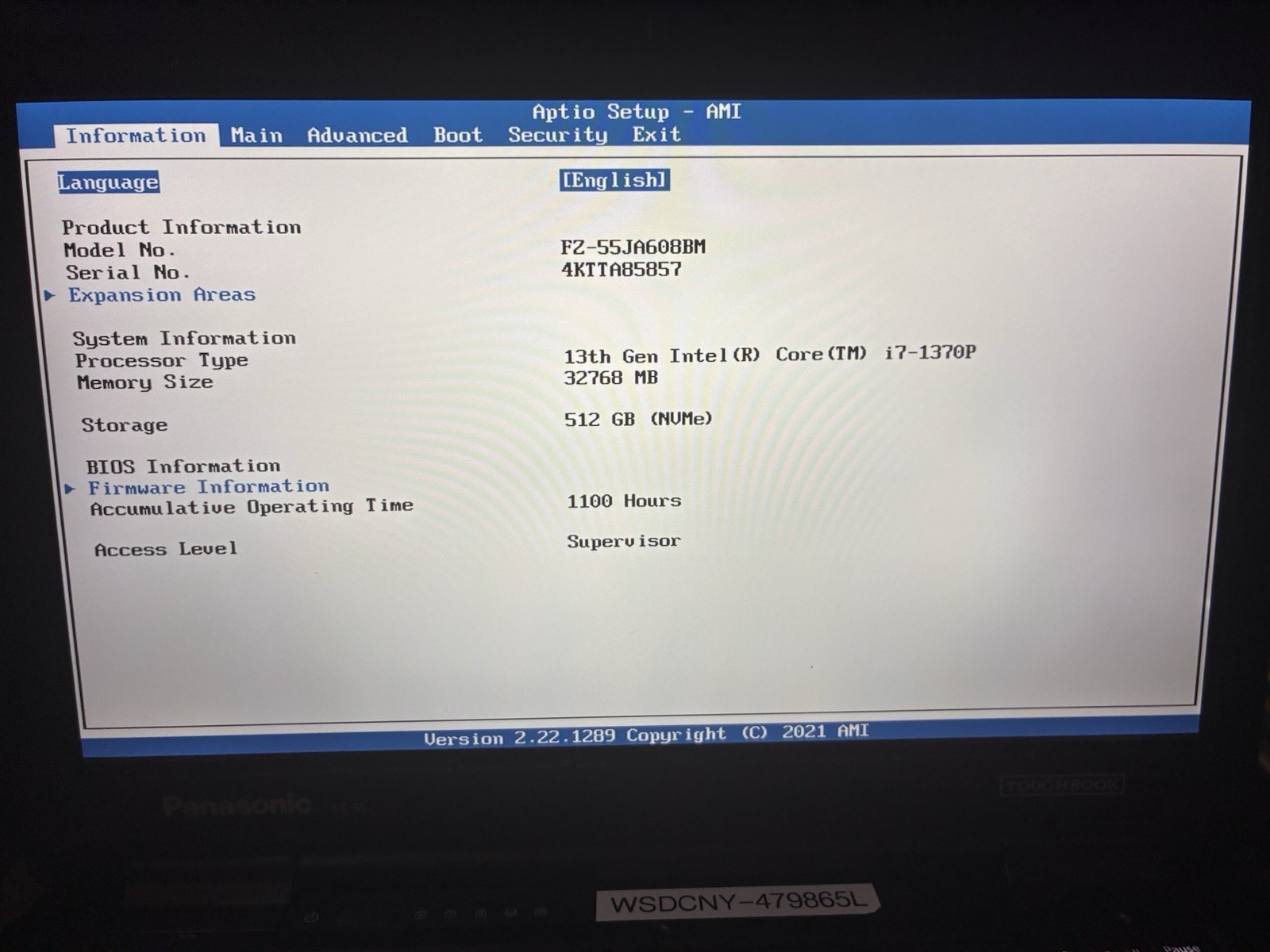 Panasonic FZ55 MK3 Touchscreen i7-1370P 32GB RAM 512GB SSD