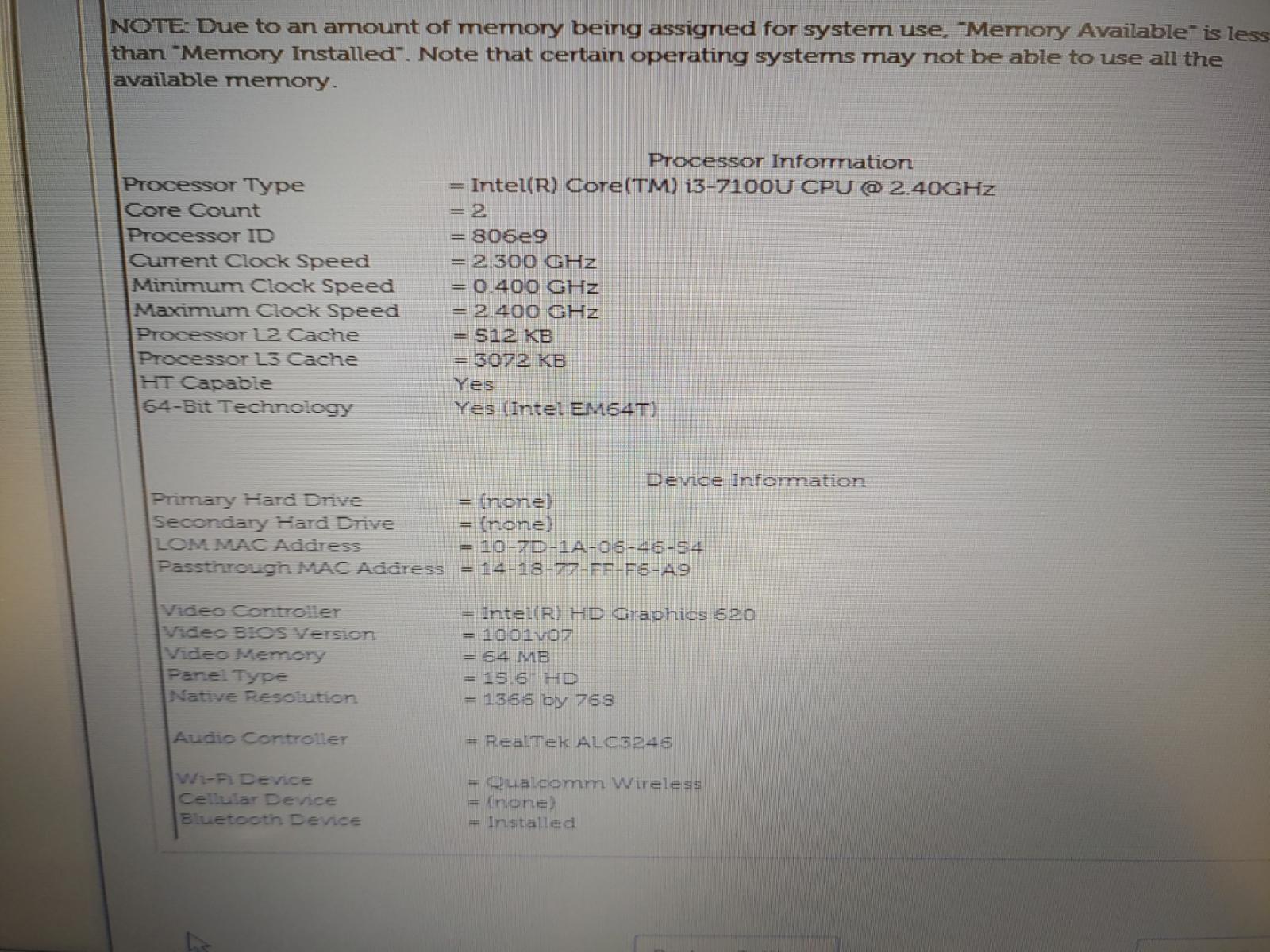 Dell Latitude 3580 15.6″ Intel i3-7100U✔ *NO BATT/NO RAM/NO SSD/NO AC* *READ*