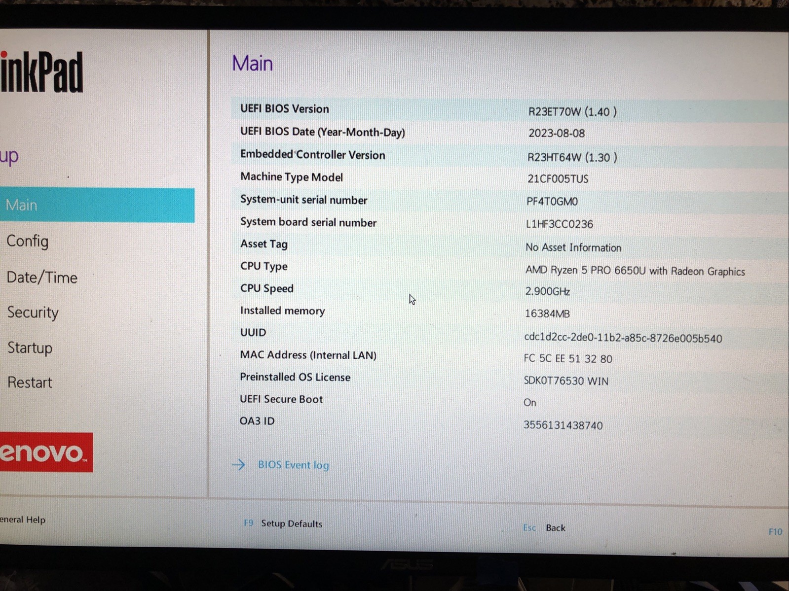 Lenovo ThinkPad T14, AMD Ryzen 5 PRO 6650U @2.90Ghz, 16GB RAM, NO SSD/OS, TESTED