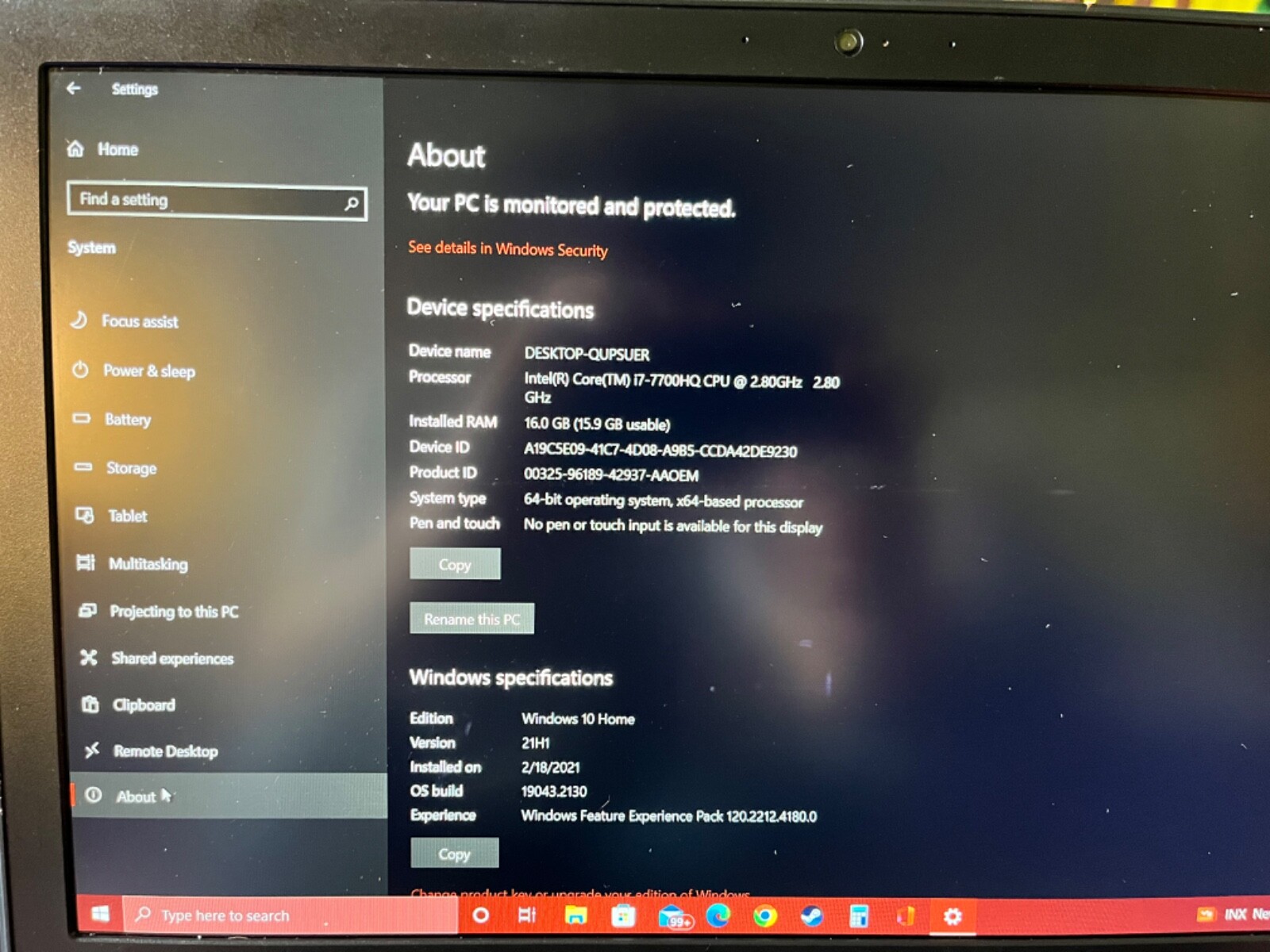 Dell Inspiron 15 7000 Gaming 15.6” FHD i7-7 2.8GHz 16GB RAM 1TB 500GB SSD Laptop