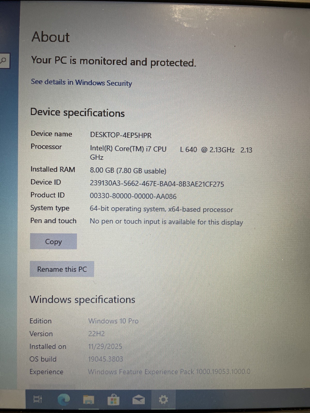 HP Elitebook 2540p Laptop Intel i7-L640 2.13GHz 8gb RAM 256GB HDD