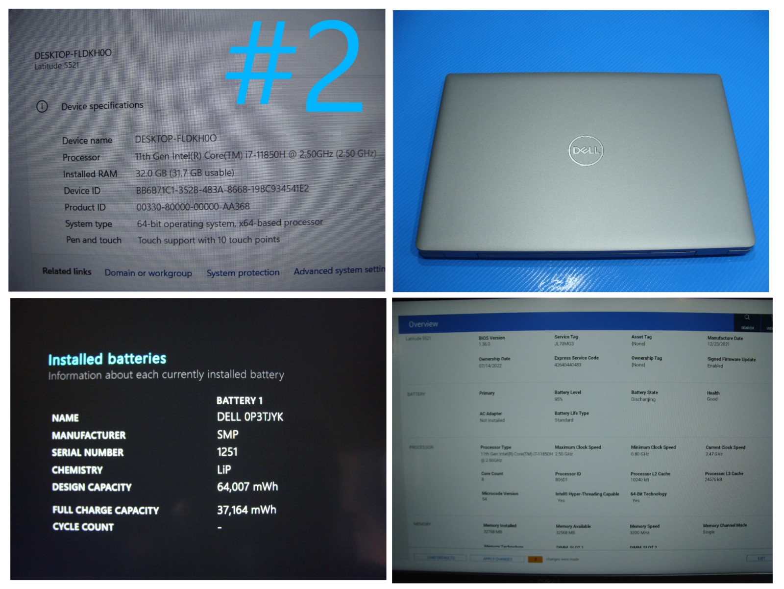Dell Latitude 5521 15.6″ FHD TOUCH i7-11850H 2.5GHz 32GB 2TB SSD W11P +PA 130W