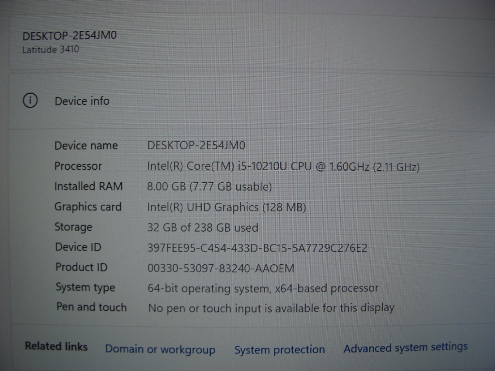 Dell Latitude 3410 14″FHD Intel Core i5-10210U 1.6GHz 8GB 256GB SSD Win11Pro +PA