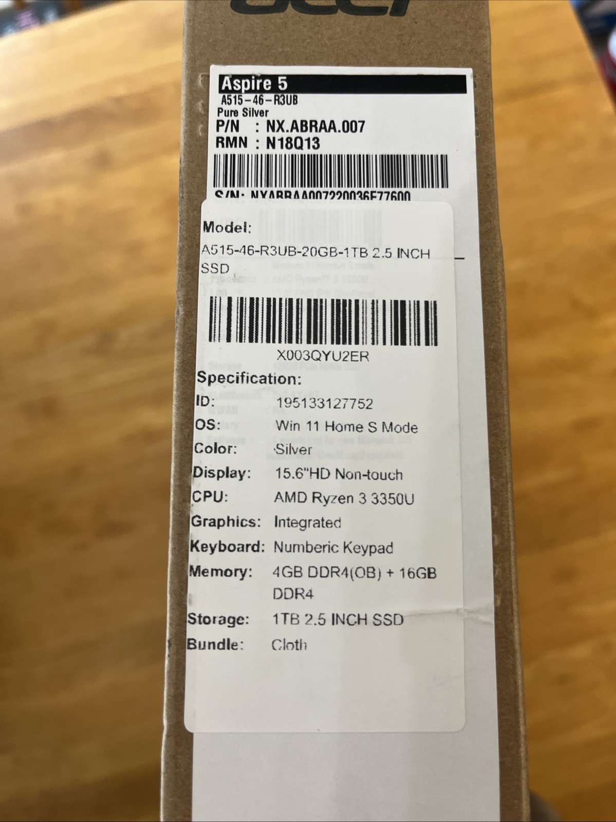 Acer Aspire 5 A515-46-R3UB 16GB 1TB SSD Intel UHD Graphics