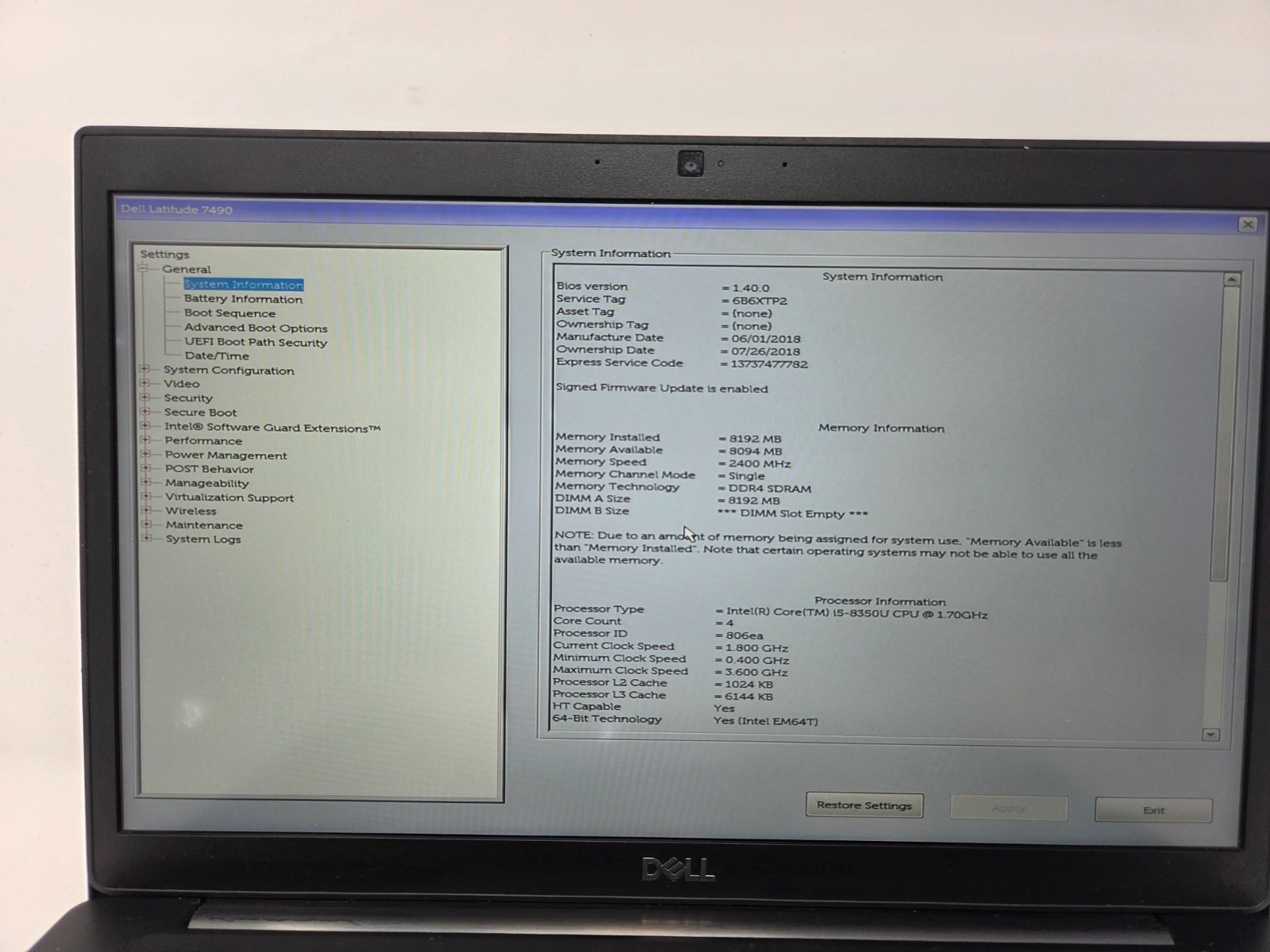 LOT OF 4 MIX DELL LATITUDE E5470-7490-5480-7490, 8 RAM, NO DISK (SEE SPECS)