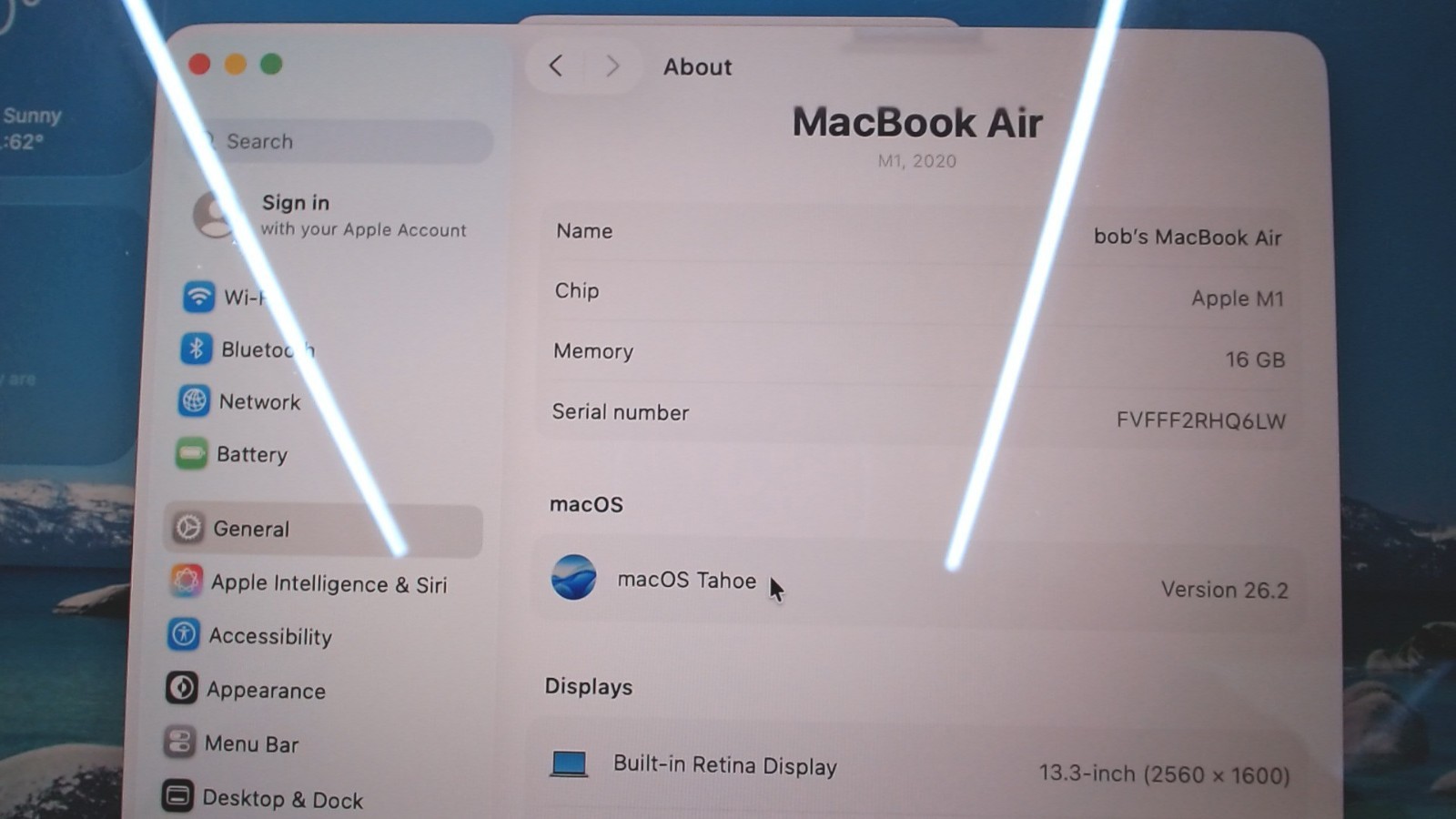 MACBOOK AIR 13″ 2020 | A2337 | APPLE M1 | 16GB RAM | 256GB SSD (CJL007796)