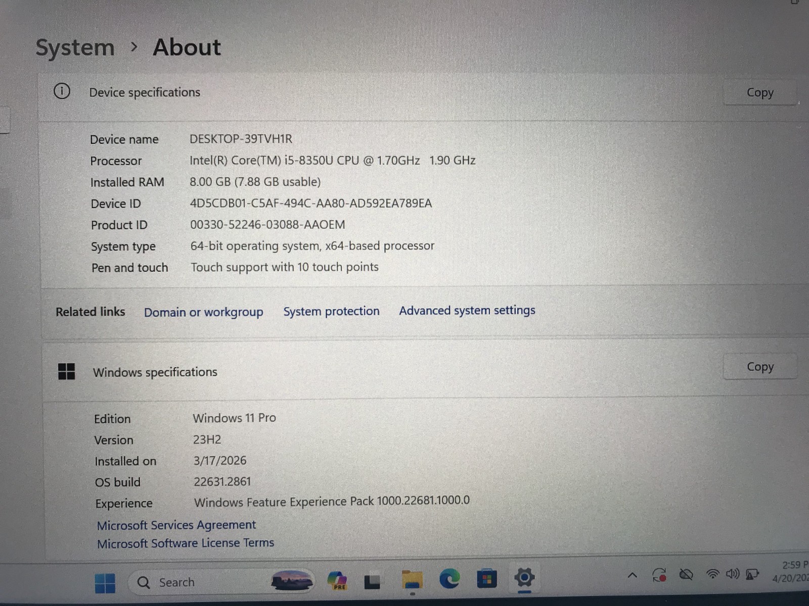Dell Latitude 7212 Rugged 11.6″ Core i5-8350U 1.70GHZ 8GB RAM 256GB SSD Win 11