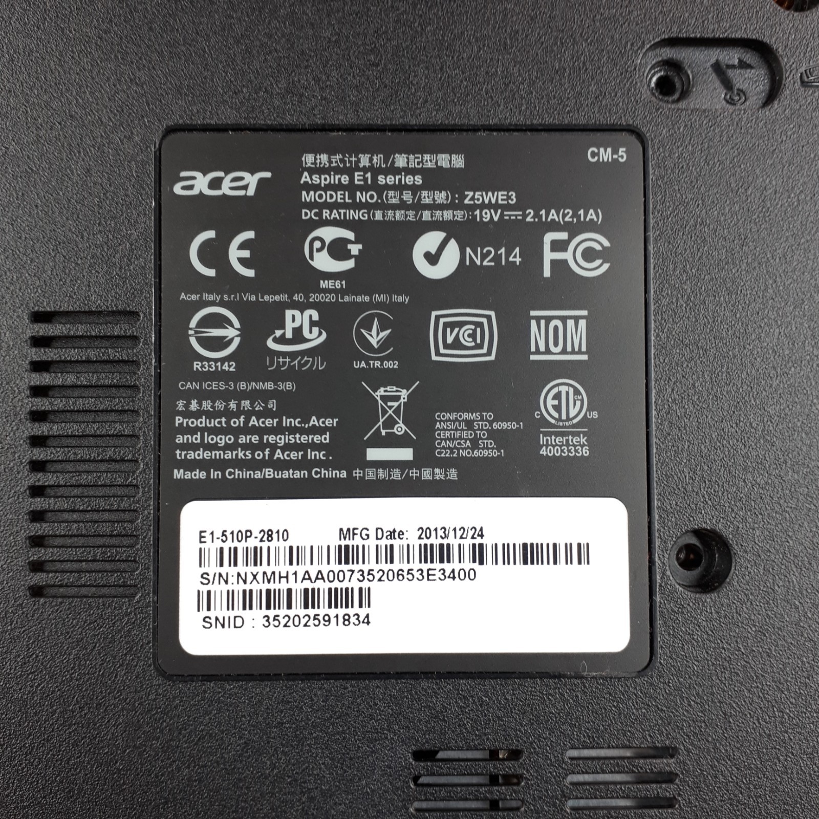 Acer Aspire E1-510P Z5WE3 15.6″ Touch Laptop Celeron N2920 8GB 500GB W10H