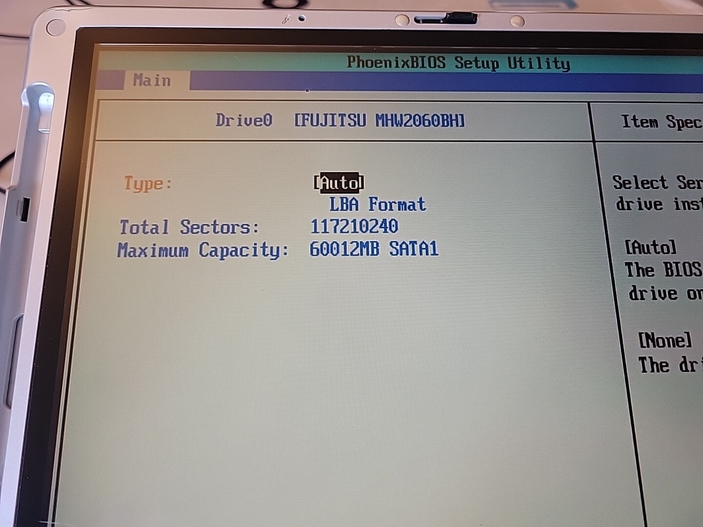 FUJITSU LIFEBOOK T4215 Core 2 T5600 1.83GHz 60GB 512MB RAM*No OS AC Batt #414