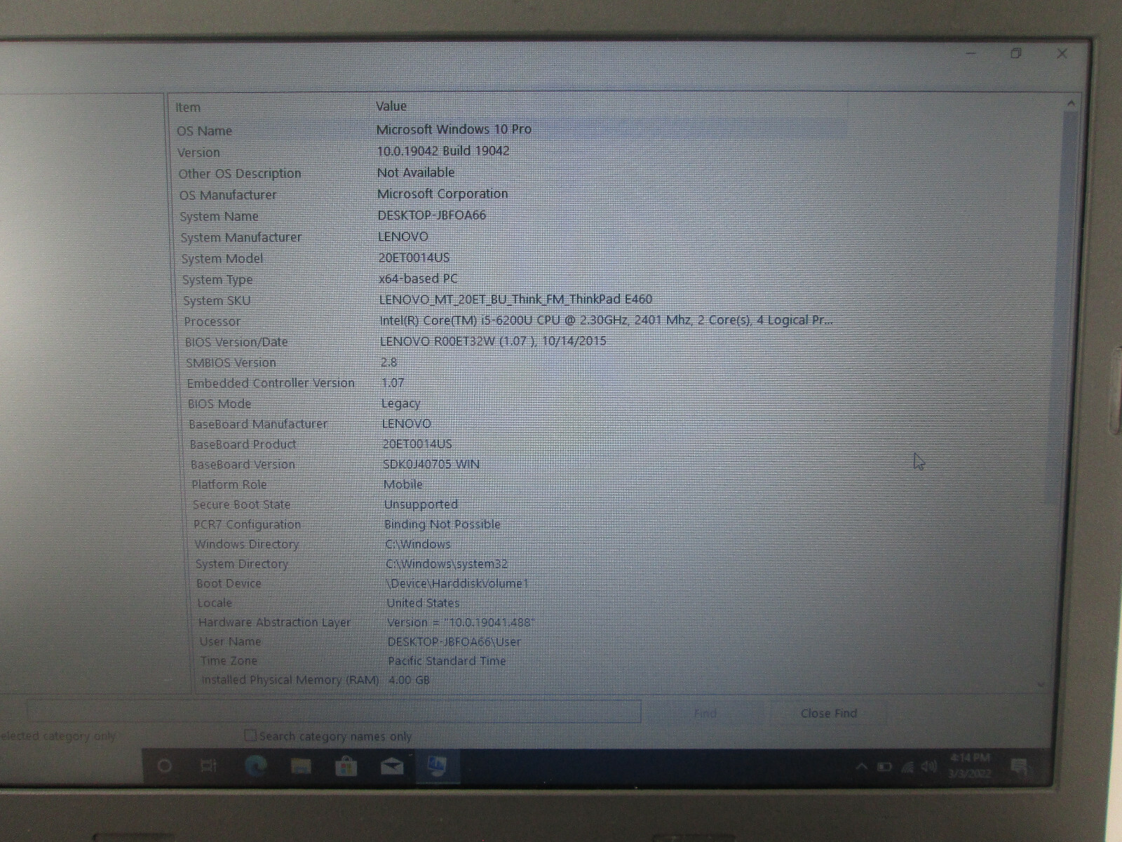 Lenovo ThinkPad E460 Laptop Computer w/ Charger 500GB HDD 4GB RAM i5 CPU SKUL15