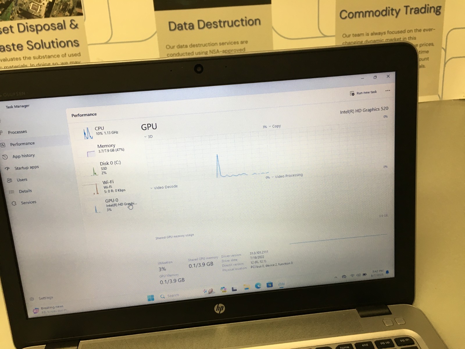 HP Elitebook 850 G3 15.6″ Core i5 6th gen 2.30Ghz 8GB RAM 256GB SSD WIN 11 PRO