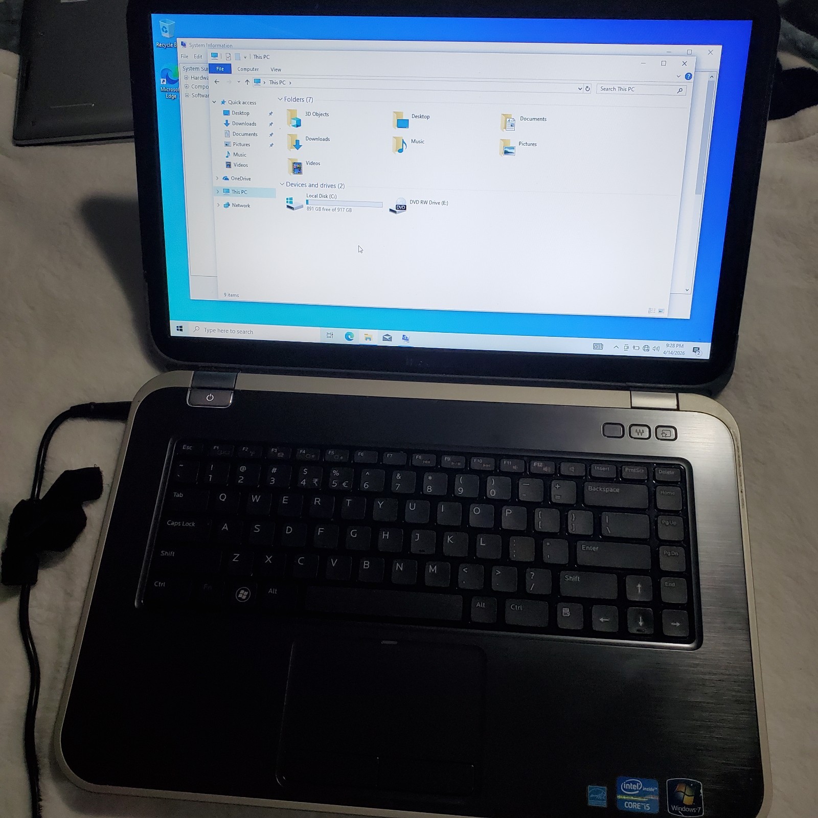 Dell Inspiron Laptop 15.6″ Intel Core i5 WORKS Needs Battery No Charger