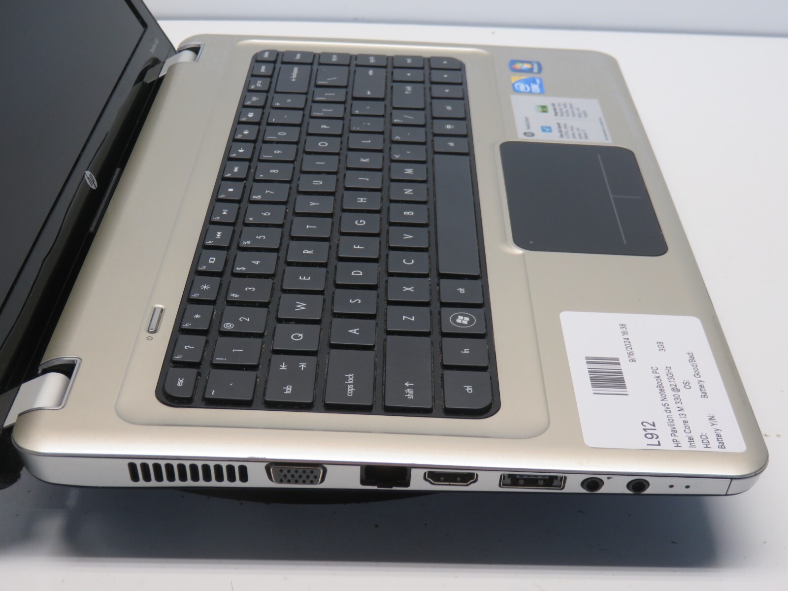 HP Pavilion dv5 Laptop Intel Core i3 M 330 2.13GHz 3GB NO HDD No Batt