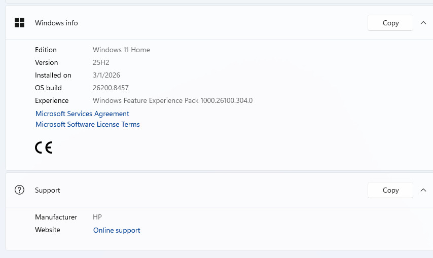 HP 17, 11th Gen Intel(R) Core(TM) i5-1135G7, Intel(R) Iris(R) Xe Graphics