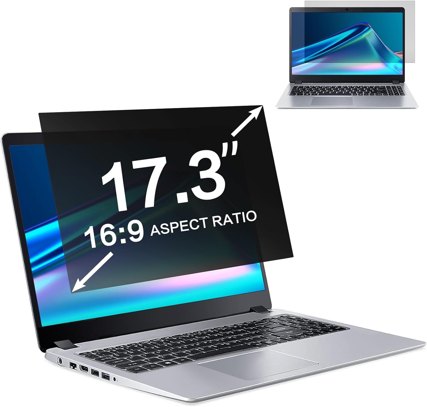 17.3 Inch Laptop Privacy Screen Filter for 16:9 Widescreen Display and Protector
