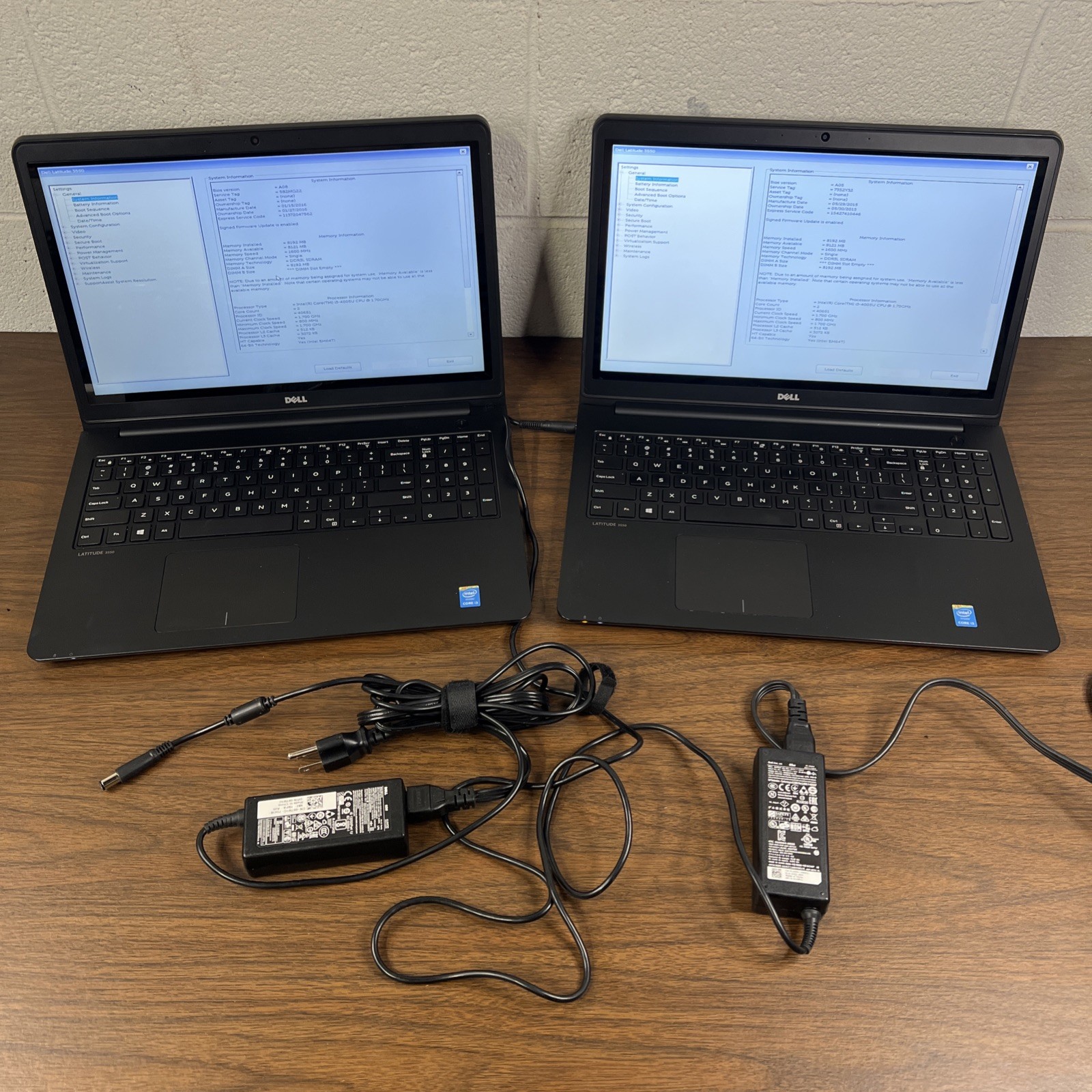 Lot Of 2 Dell Latitude 3550 i3-4005U 8GB Ram – No HDD, No OS – (Read)