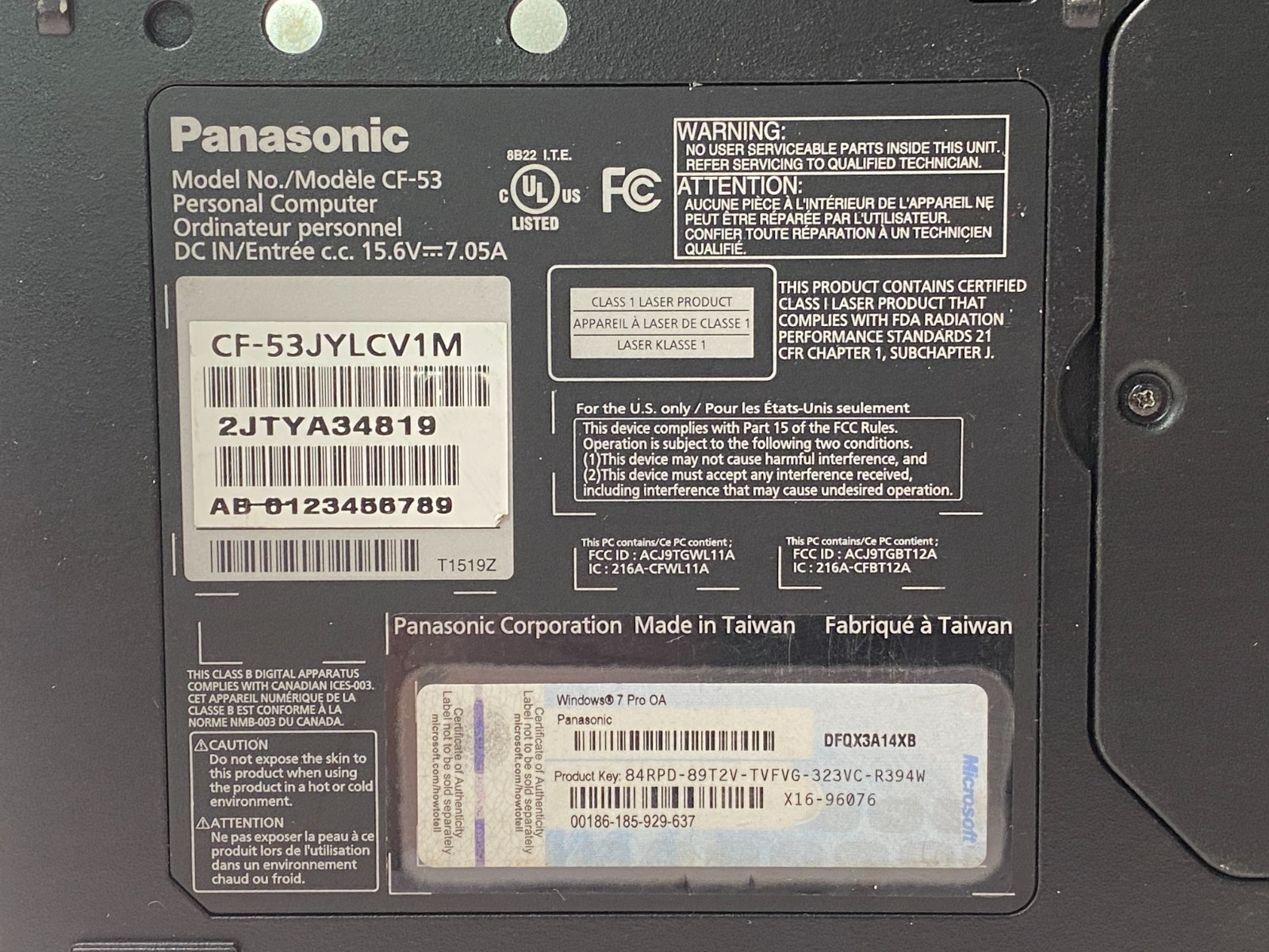 Panasonic Toughbook CF-53 MK2 i5-3320M 16GB DDR3 500GB SSD W11P 91% Battery