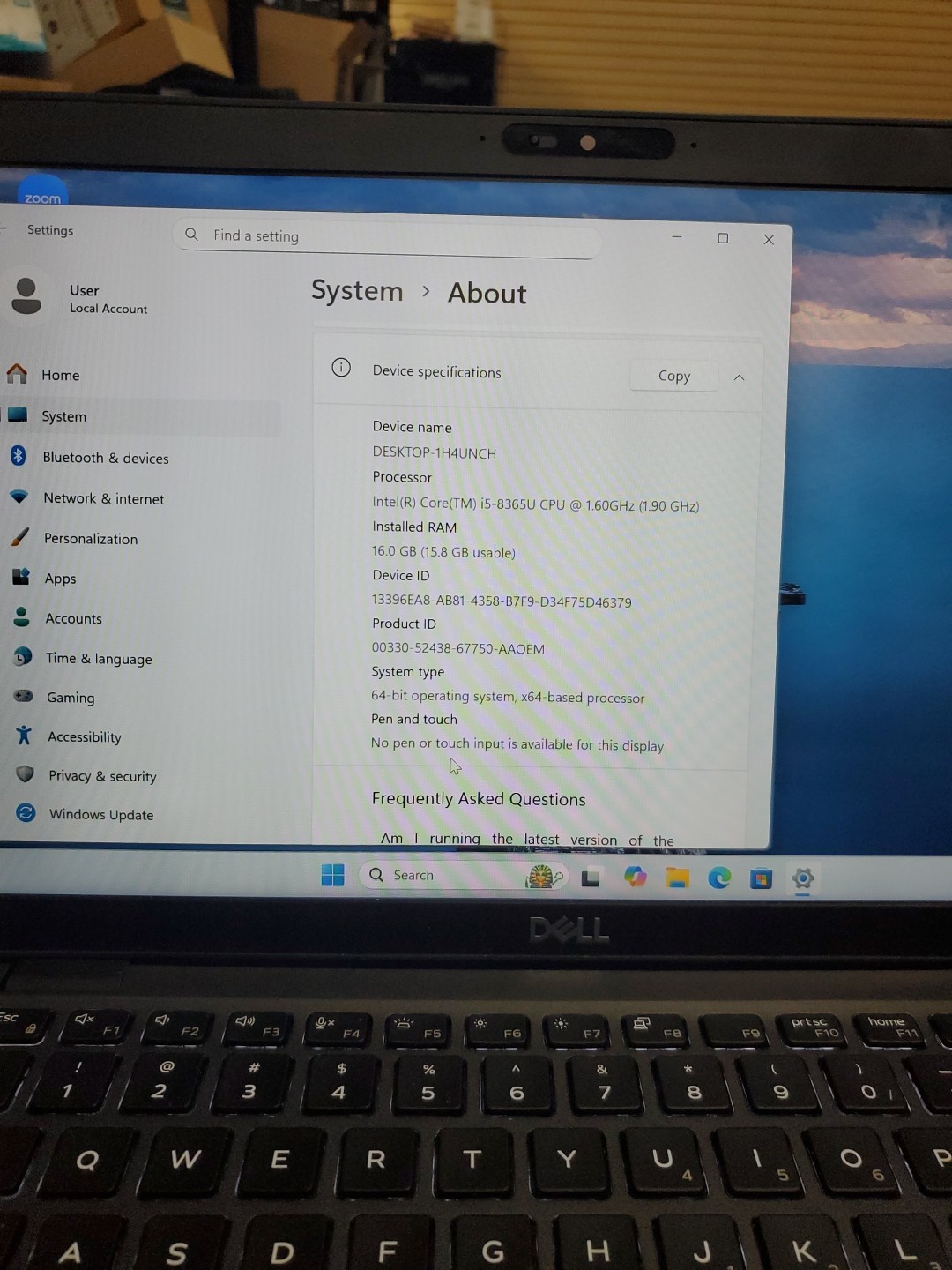 Dell Latitude 5400 Intel Core i5-8365U 16GB RAM 256GB SSD Dinged Corner 110425-7
