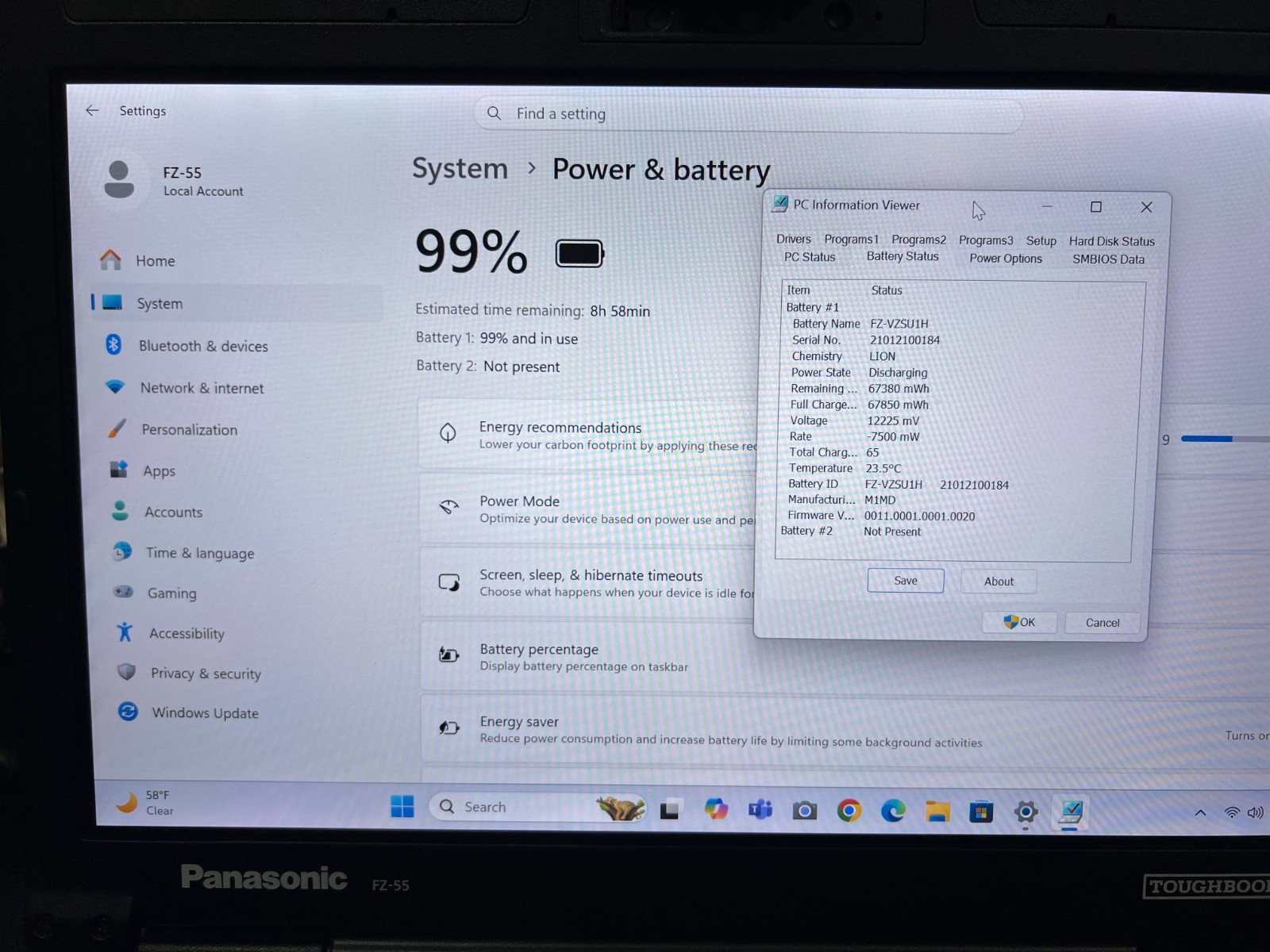 FZ-55C262CVM i5-8365U, 512GB SSD,16GB Mem,VGA,HDMI, GPS, Touchscreen,Win11 25H2.