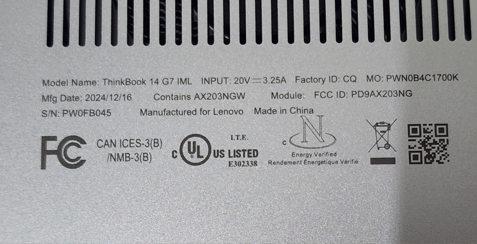 (PW0FB045) Lenovo ThinkBook 14 G7 IML 14″Touchscreen Ultra 7-155U(NO RAM,SSD,AC)
