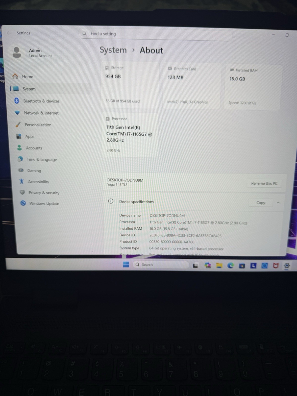 Lenovo Yoga 7 15ITL5 Intel Core i7-1165G7 2.8GHz 16GB RAM 1TB SSD 15.6″ Touch