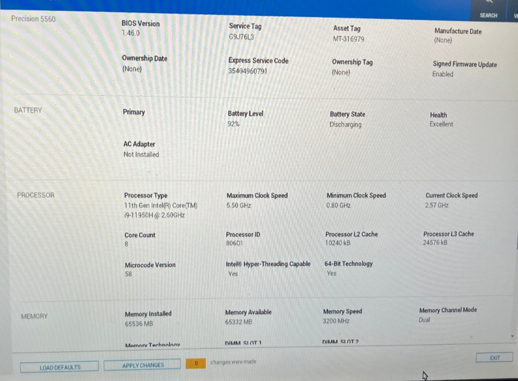 Dell Precision 5560 15″ NVIDIA RTX A2000 2.6GHz Intel Core i9-11950H 64GB 1TB