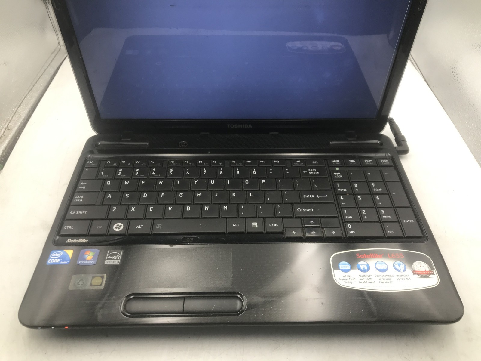 TOSHIBA SATELLITE L655 S5103 -FOR PARTS/BAD LCD- INTEL I3 370M – NO RAM -READ-BB