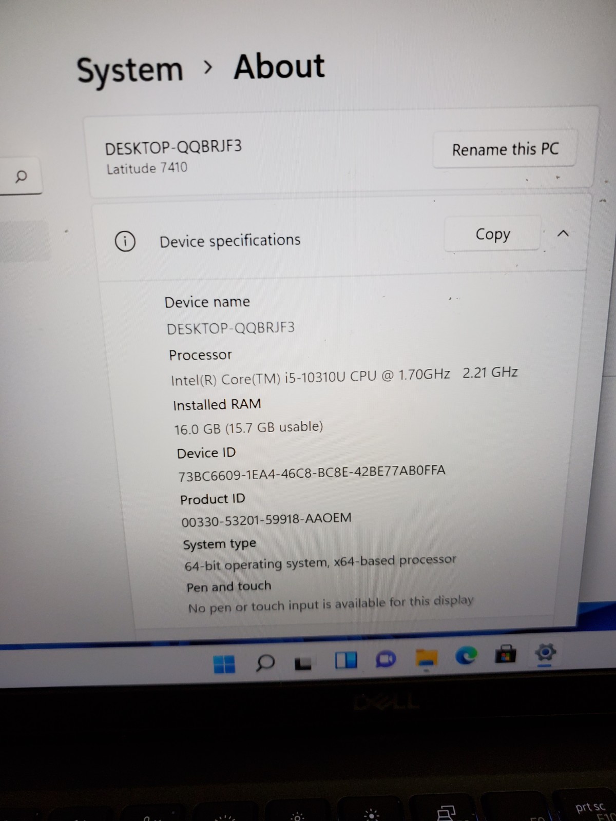 Dell Latitude 7410 14″ Laptop i5-10310U 1.7GHz 16GB RAM 128GB SSD Win11 #69