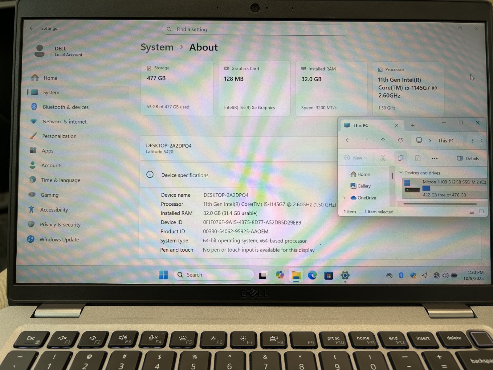 Laptop Dell Latitude 5420 14″ Intel Core i5-1145G7 512GB SSD 32GB RAM Win 11 Pro