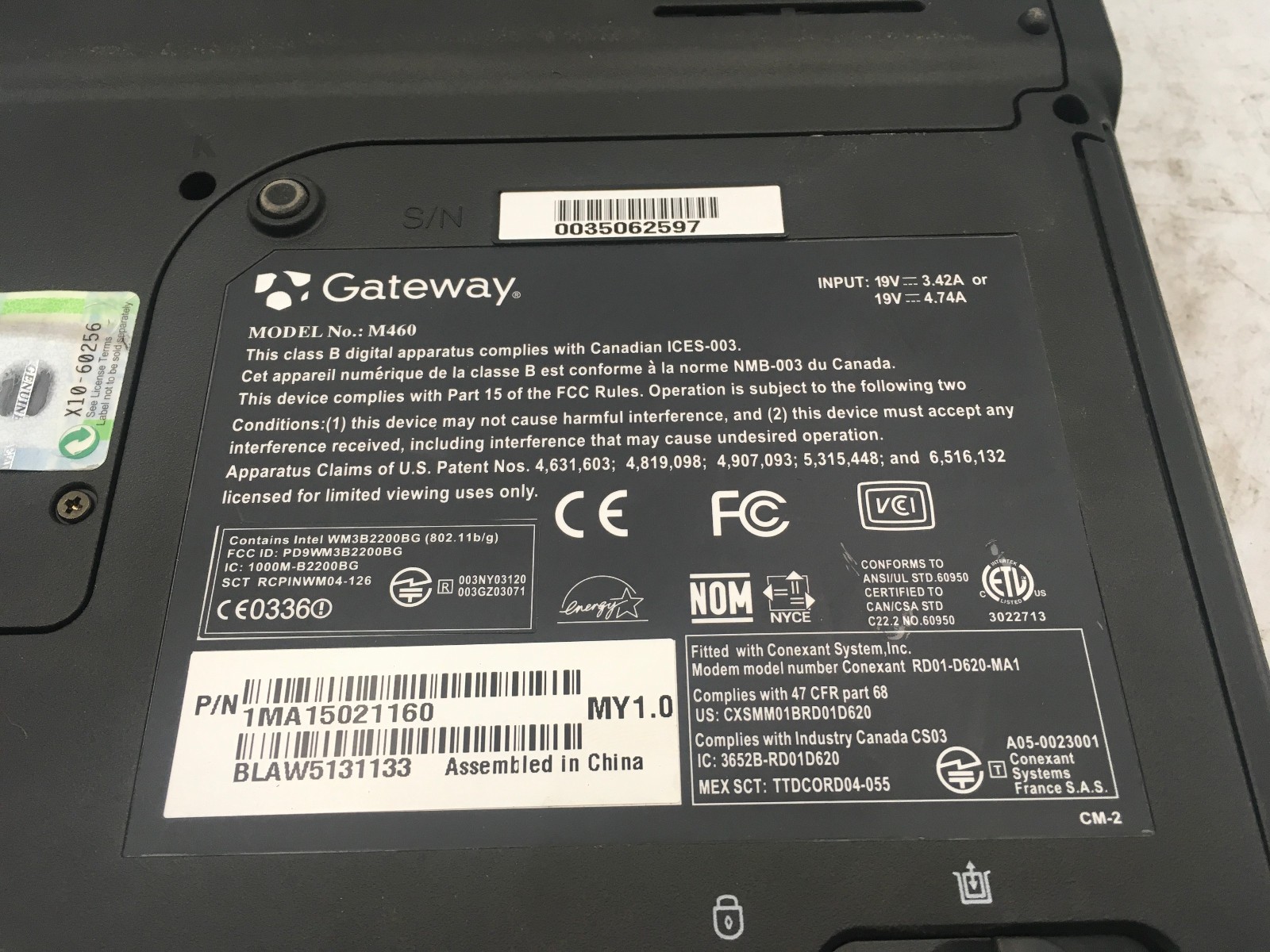 GATEWAY M460 – BOOTS TO BIOS – INTEL PENTIUM M – 1GB RAM – NO OS – READ DESC -BB