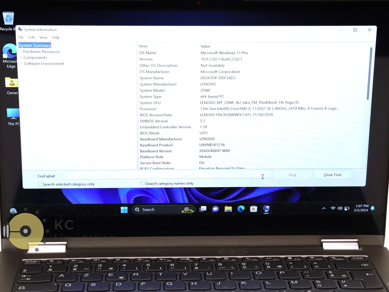 Lenovo ThinkBook 14s Yoga ITL Touch i5-1135G7 16GB 512GB NVMe Win11Pro French KB