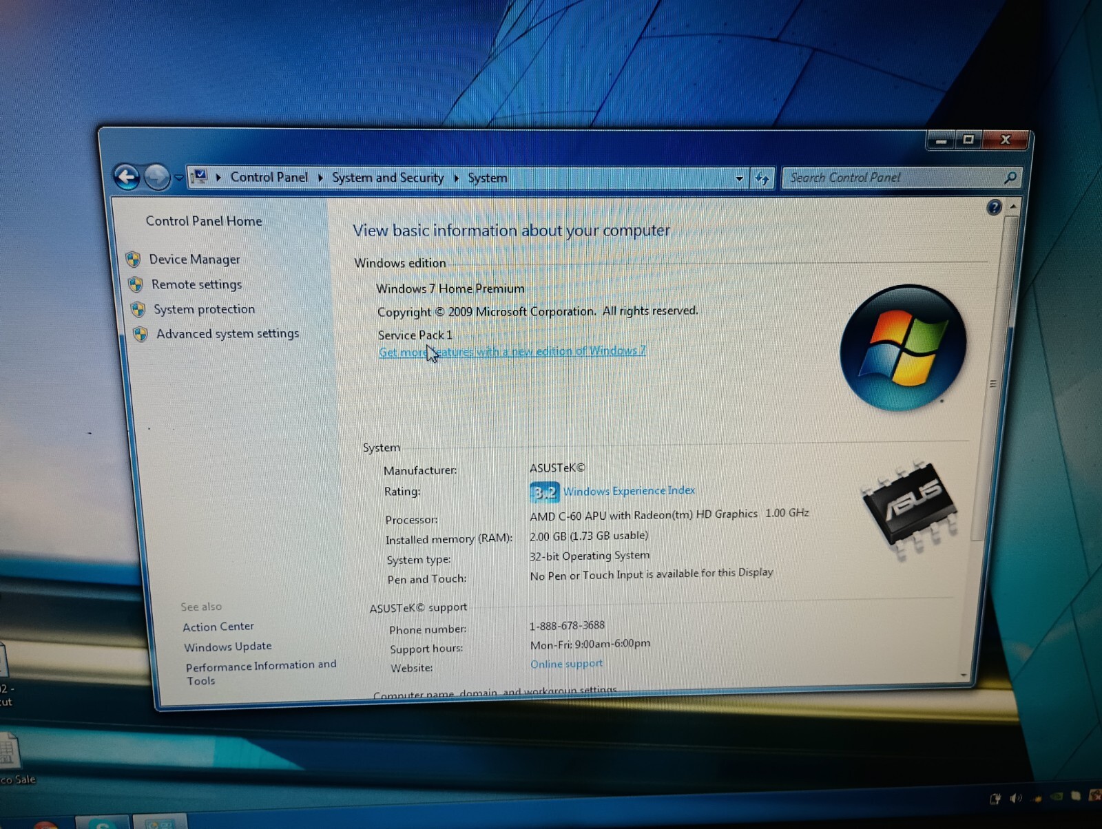 Acer Aspire One 725-0802 AMD C60 2GB RAM 320 HDD 11.6″ Laptop FOR REPAIRS/PARTS