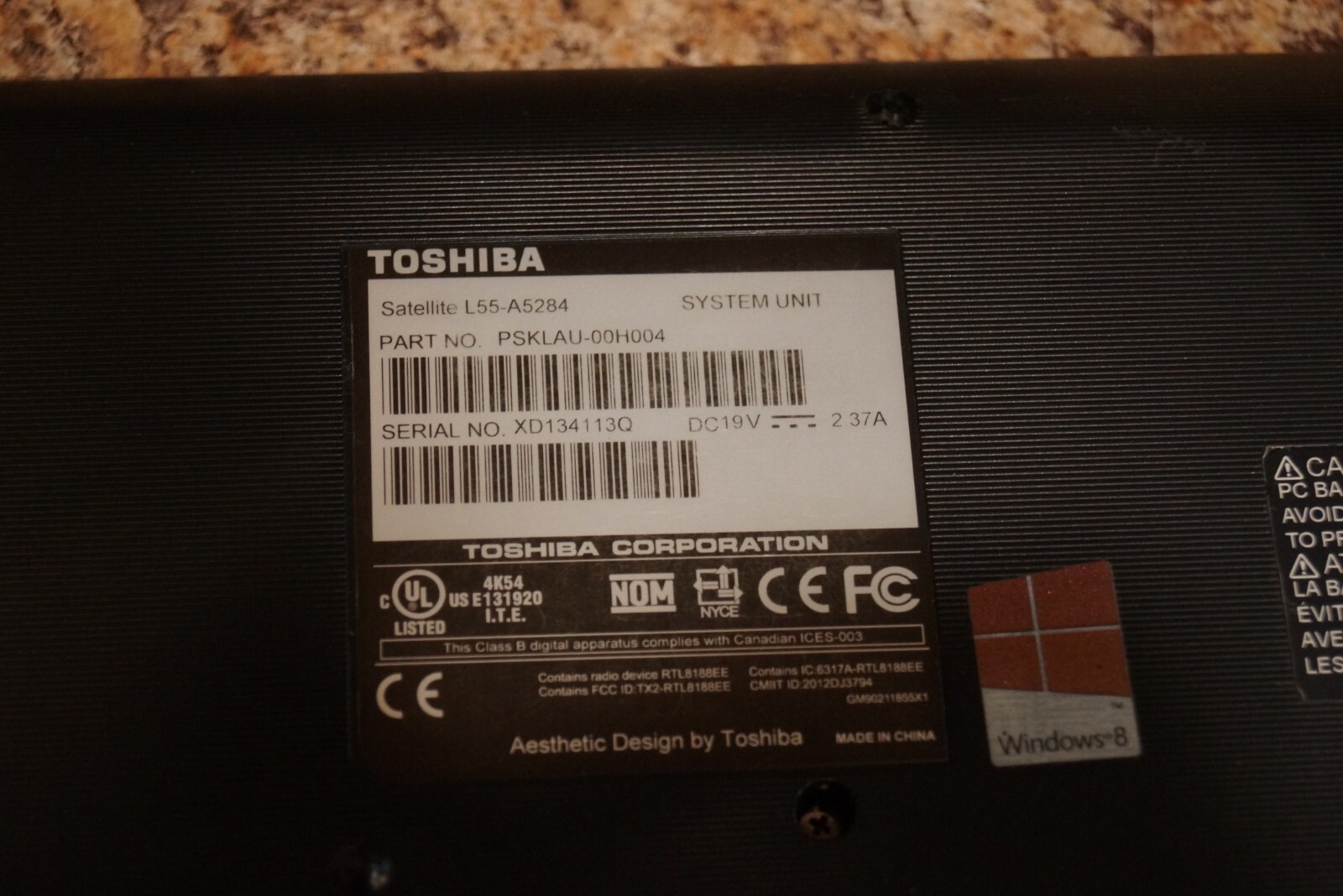 22H2 Version WIN 10PRO Toshiba L55-A5284 Gen3 i5@1.80GHz,8GB RAM,700GB HDD
