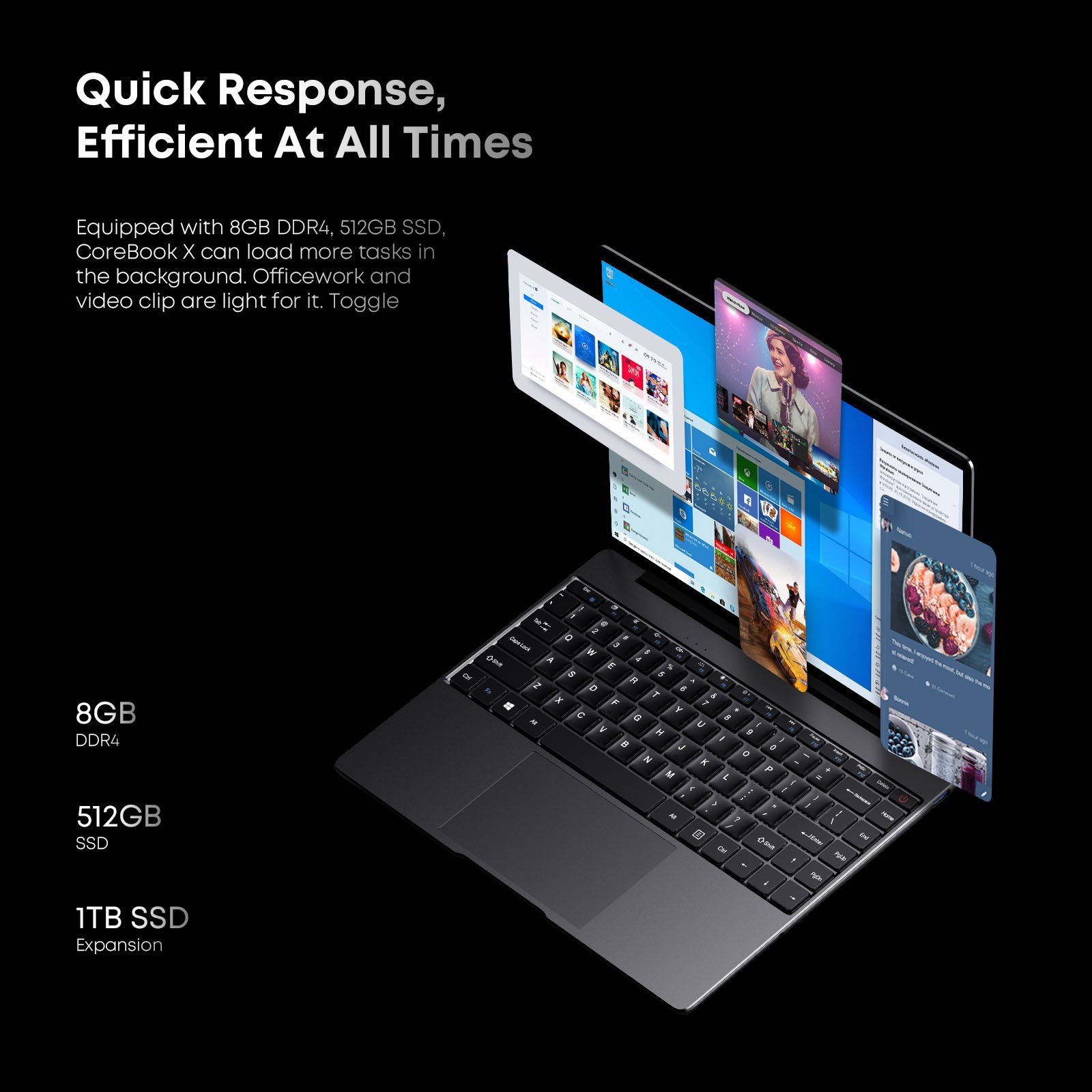 CHUWI CoreBook X NoteBook 14.1” Intel i3-1215 Quad Core 8GB RAM 512GB SSD