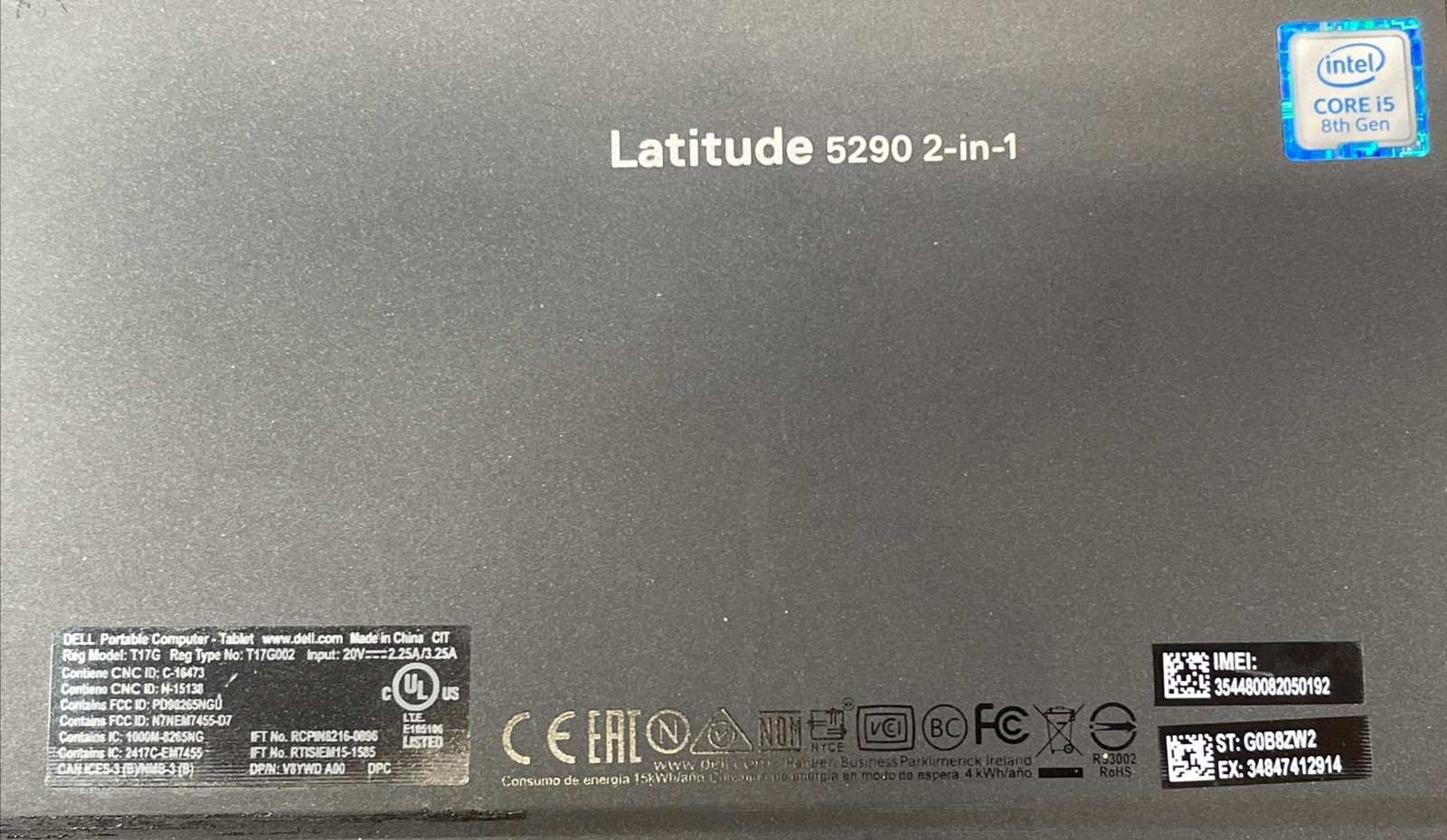 Dell Latitude 5290 Intel Core i5-8350U 3.60 GHz 8GB RAM 256GB SSD NO OS