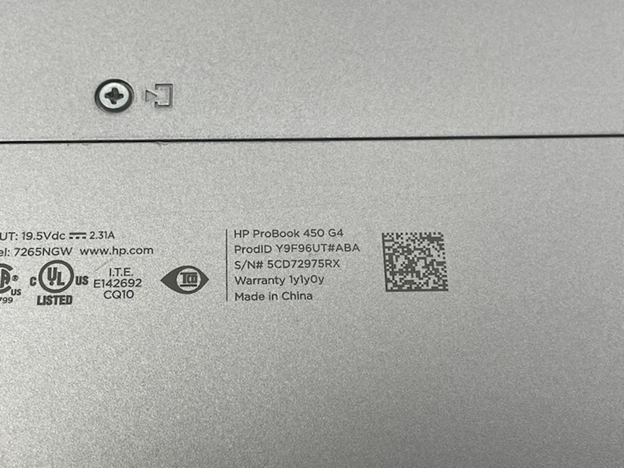HP PROBOOK 450 G4 Laptop w/ Intel Core i5-7200U 2.50 GHZ + 12 GB No HD/Battery