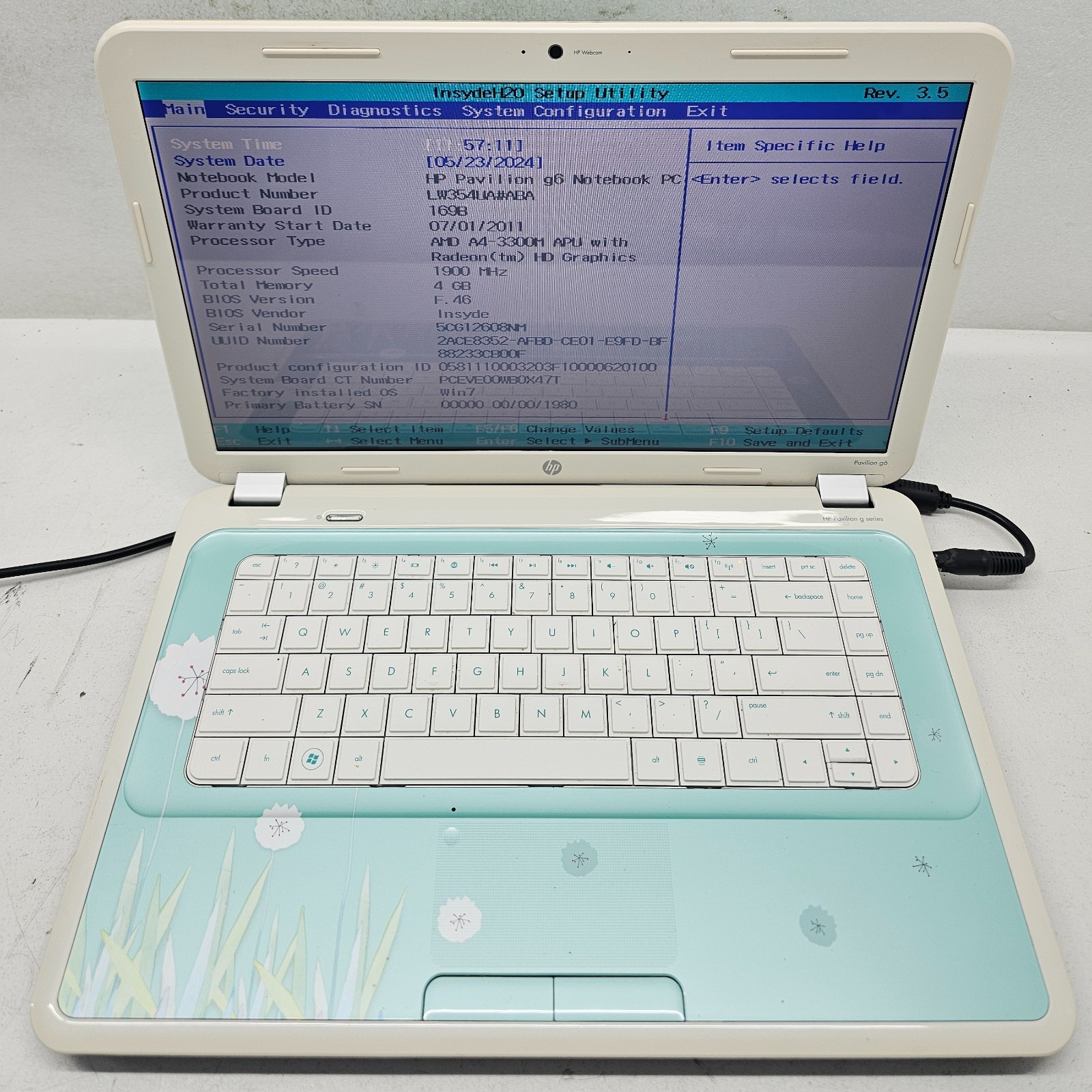 HP Pavilion g6-1b59wm Laptop AMD A4-3300M 4GB Ram NO HD/OS (FL)