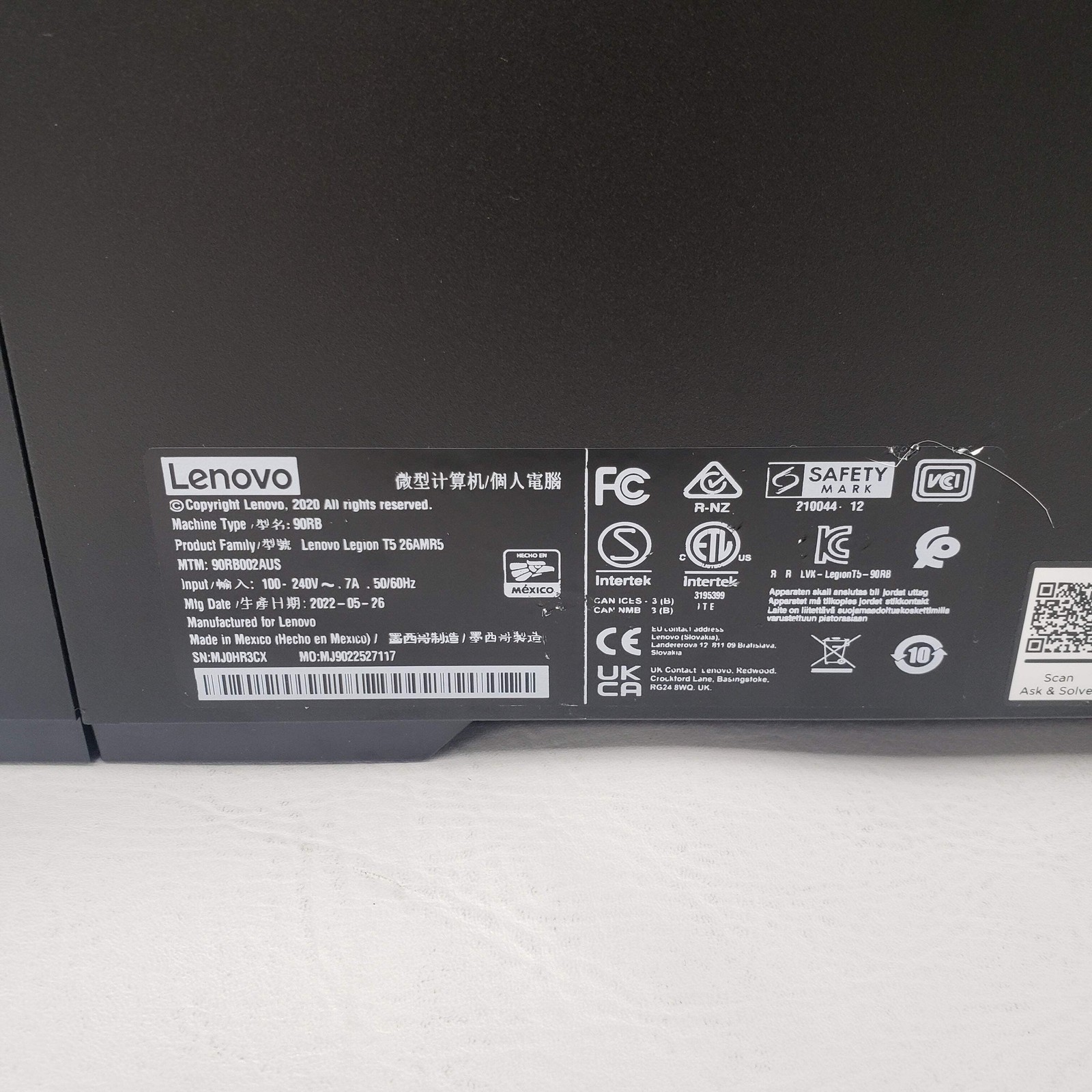 Lenovo Legion T5 26AMR5 26AMR5 Ryzen 7 5800 3.40GHz 16GB RAM 256GB SSD 1TB HDD G