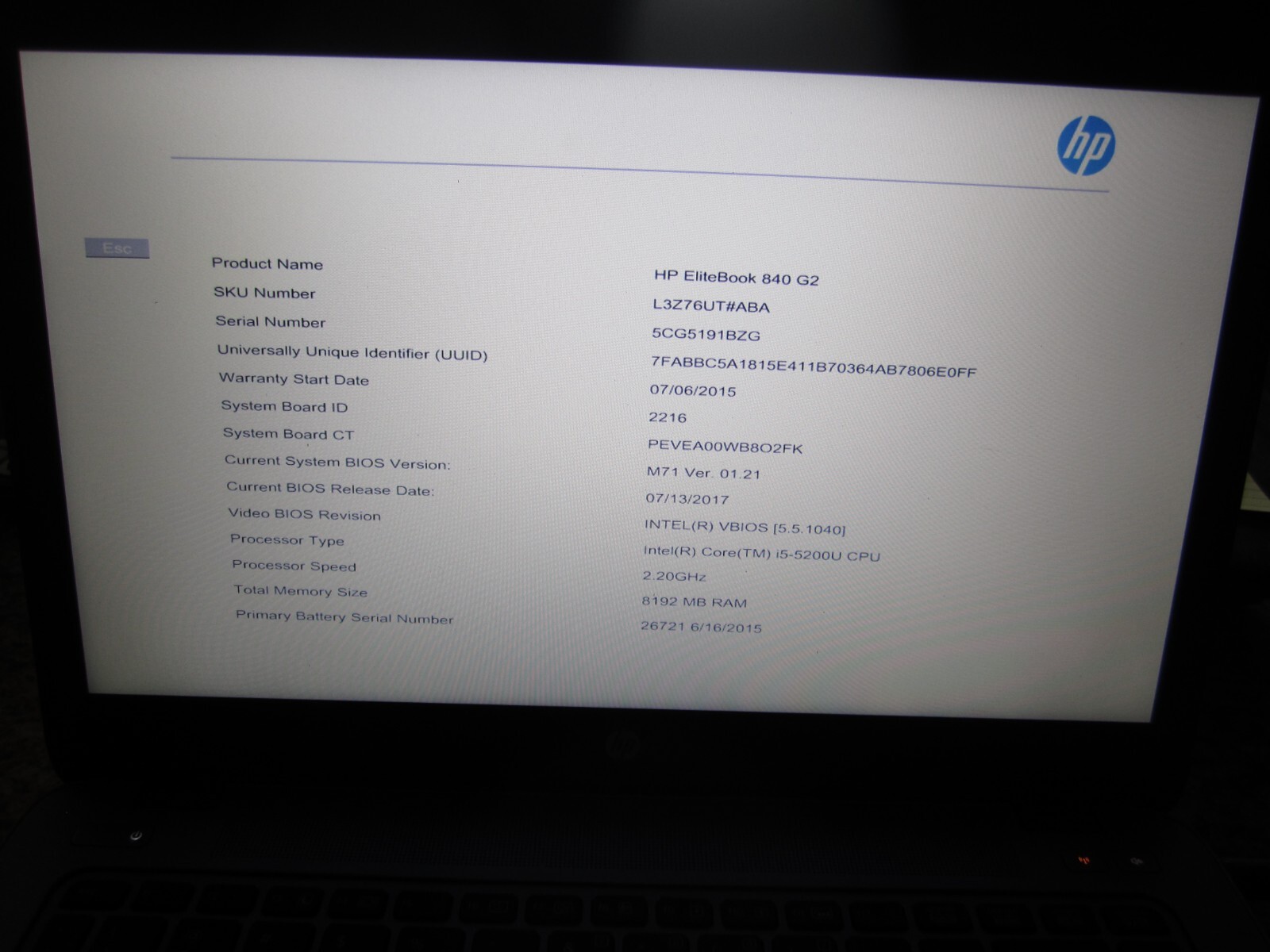 HP EliteBook 840 G2 Laptop Core i5 2.2 GHz 8GB RAM 256GB SSD Win 10 Pro