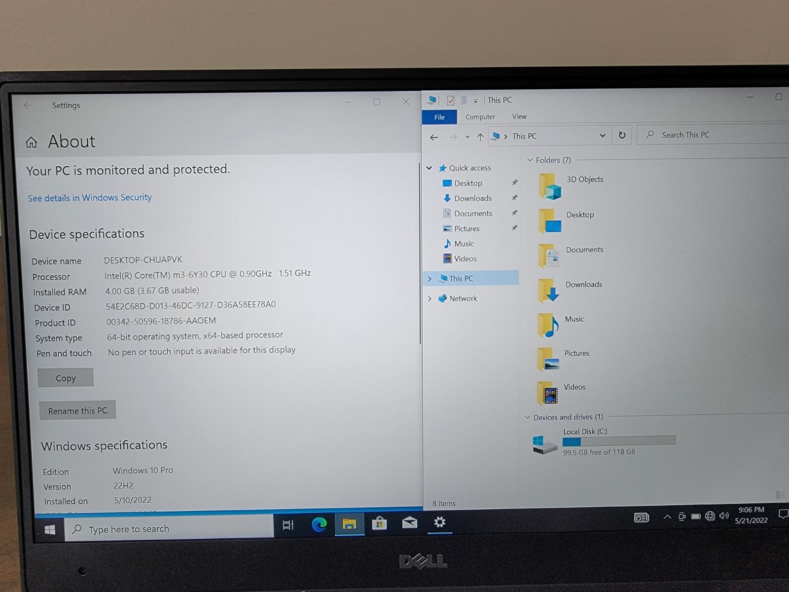 CLEAN Dell Latitude 7370, Intel M3-6Y30, 4 GB Ram, 128GB SSD Windows 11 Pro