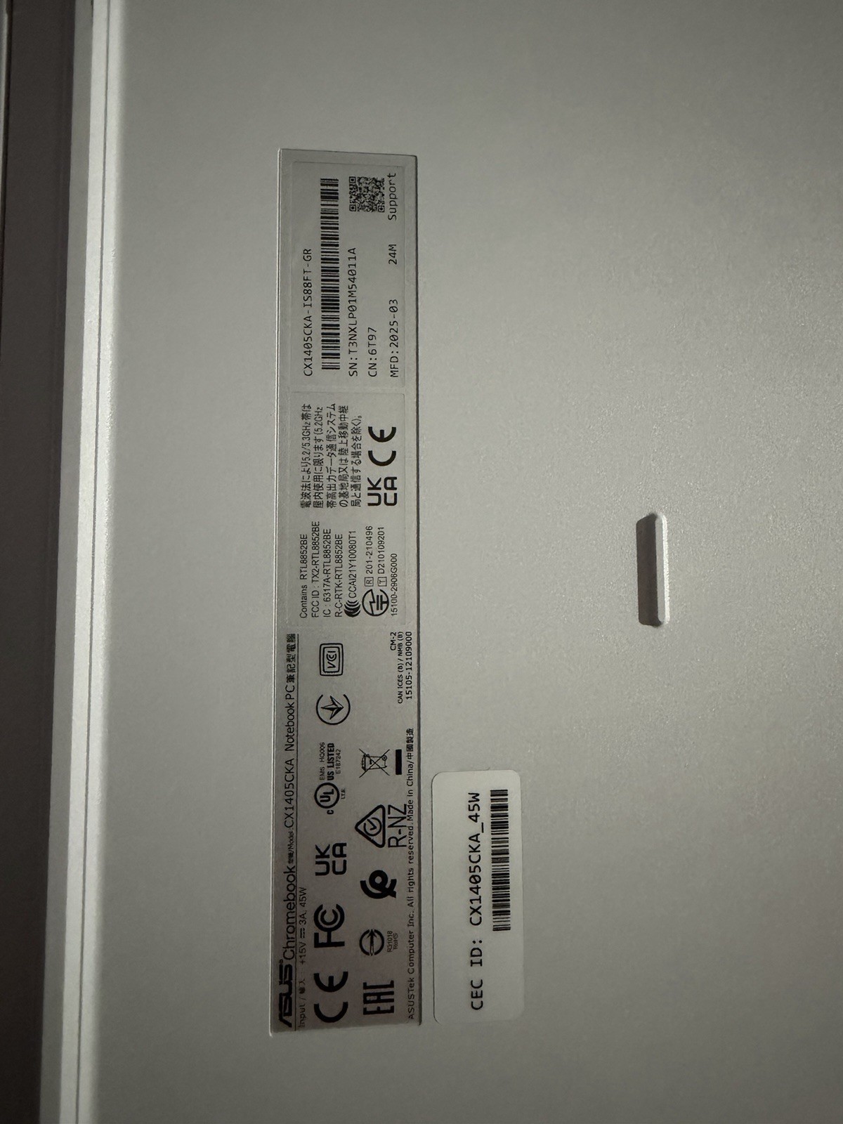 Asus Chromebook CX1405CKA – Used with Original Box (NO CHARGER)