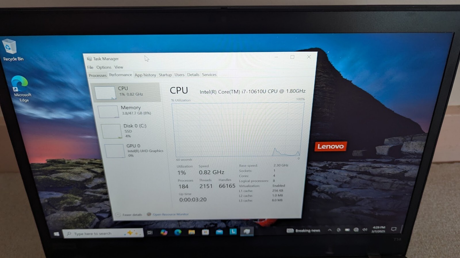 Lenovo T14 G1 i7-10610U 48GB RAM/500 GB SSD – Win 10 Pro TOUCHSCREEN
