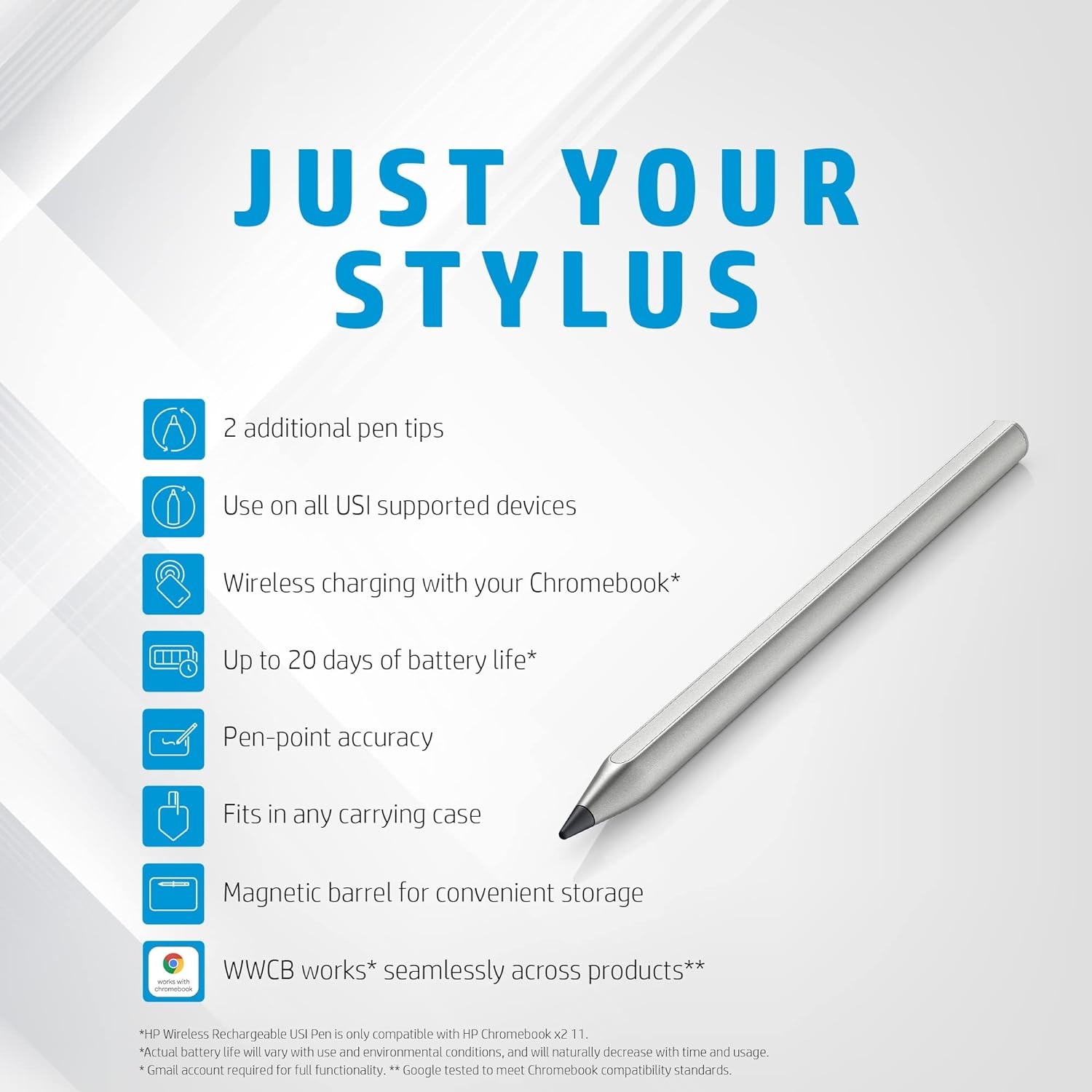HP Wireless Rechargeable USI Pen Stylus Compatible with HP Chromebook lot of 3