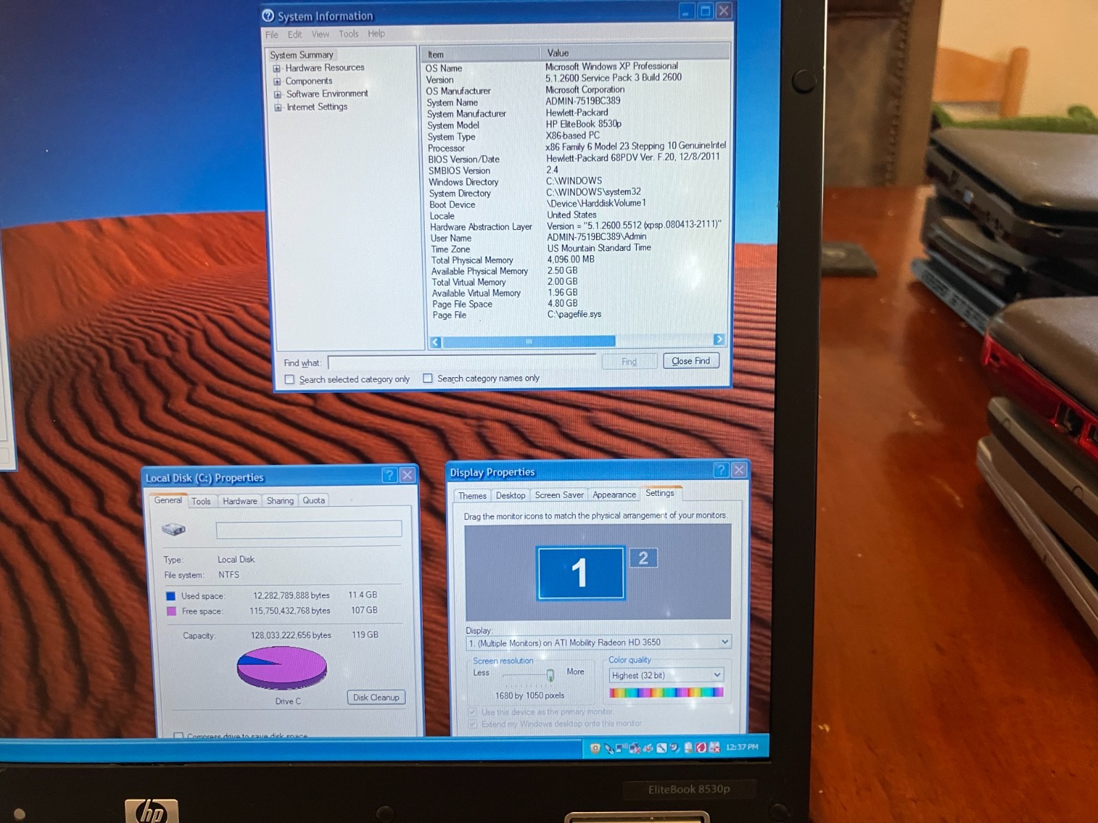 HP Elitebook 6530b 15″ Vintage Laptop Core Duo 2.4Ghz 4GB RAM 120GB SSD Win XP
